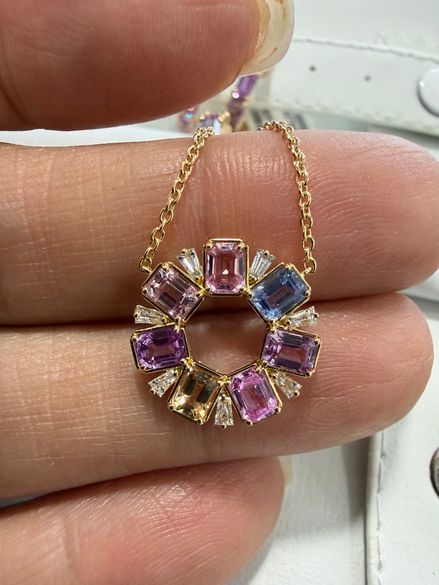 14k Yellow Gold Necklace With Sapphire 18 inches