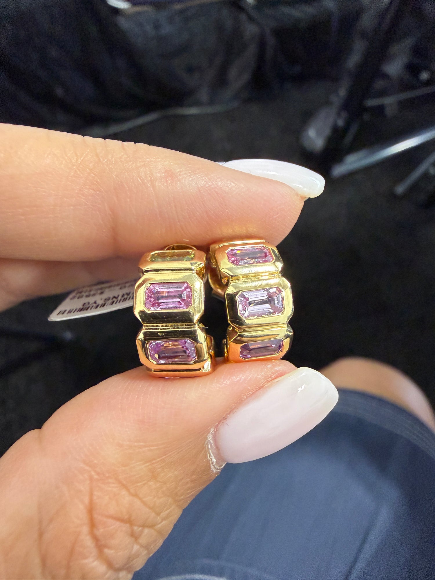 14k Yellow Gold Earrings With Sapphire