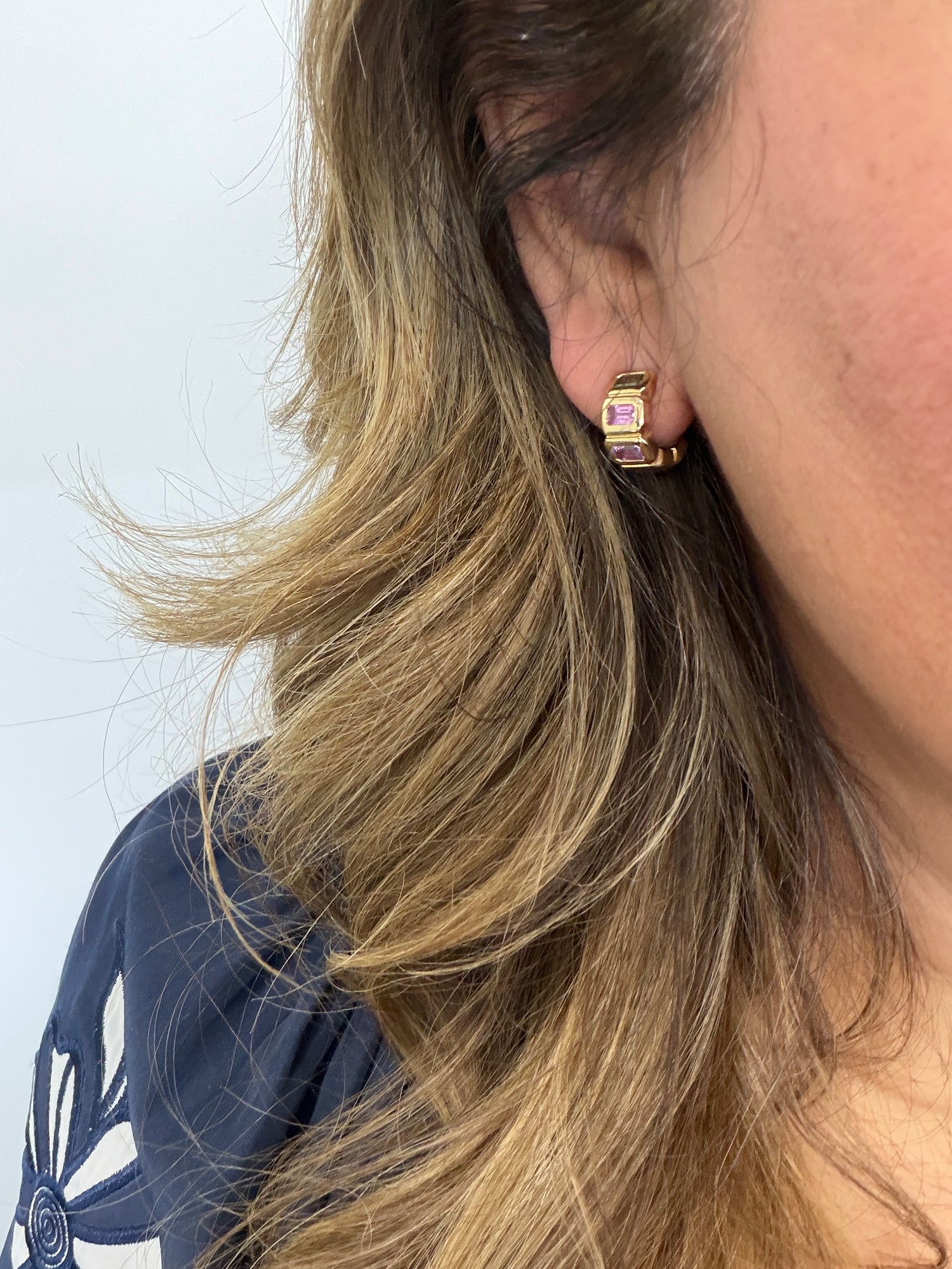 14k Yellow Gold Earrings With Sapphire