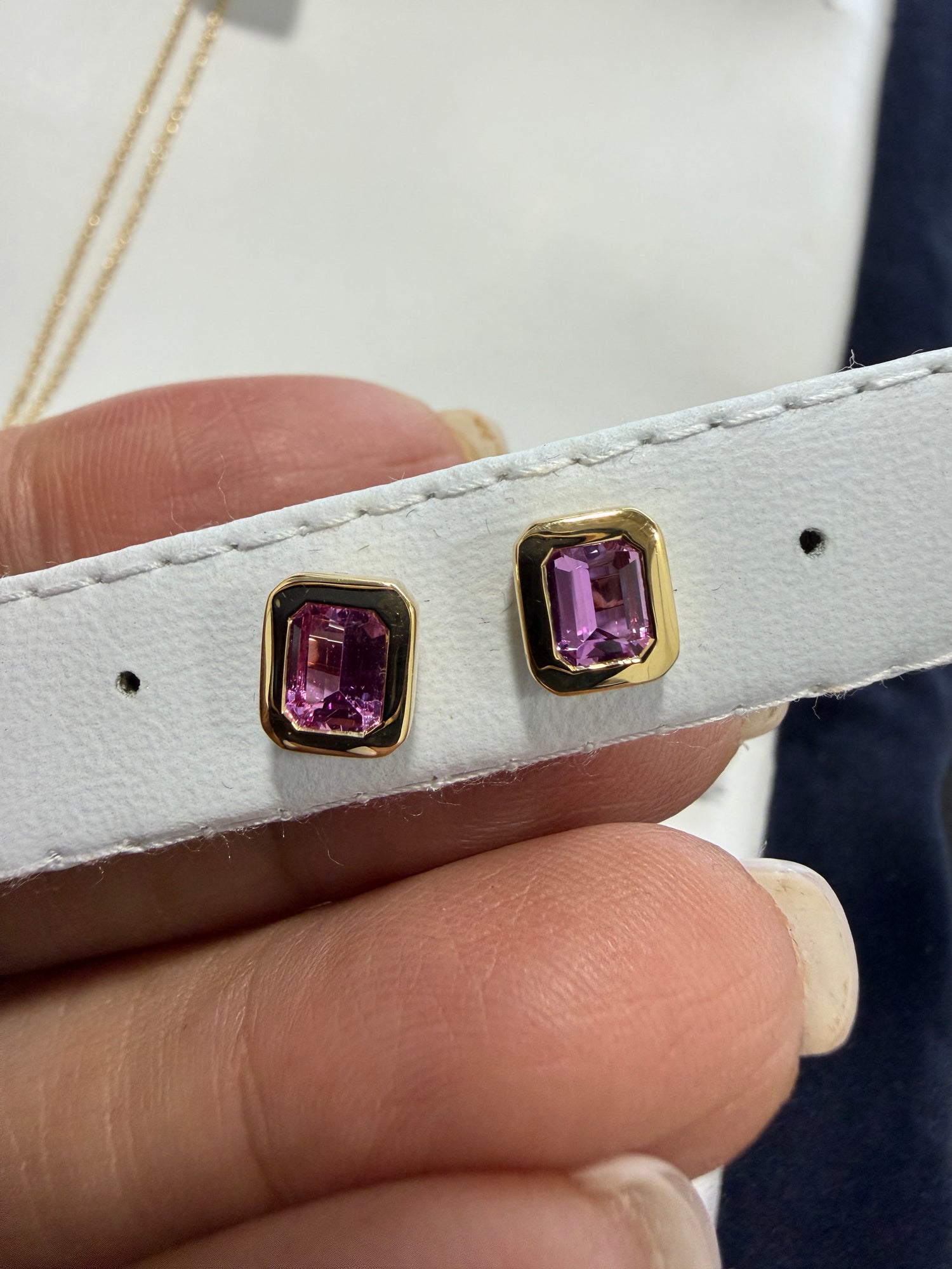 14k Yellow Gold Earrings With Sapphire