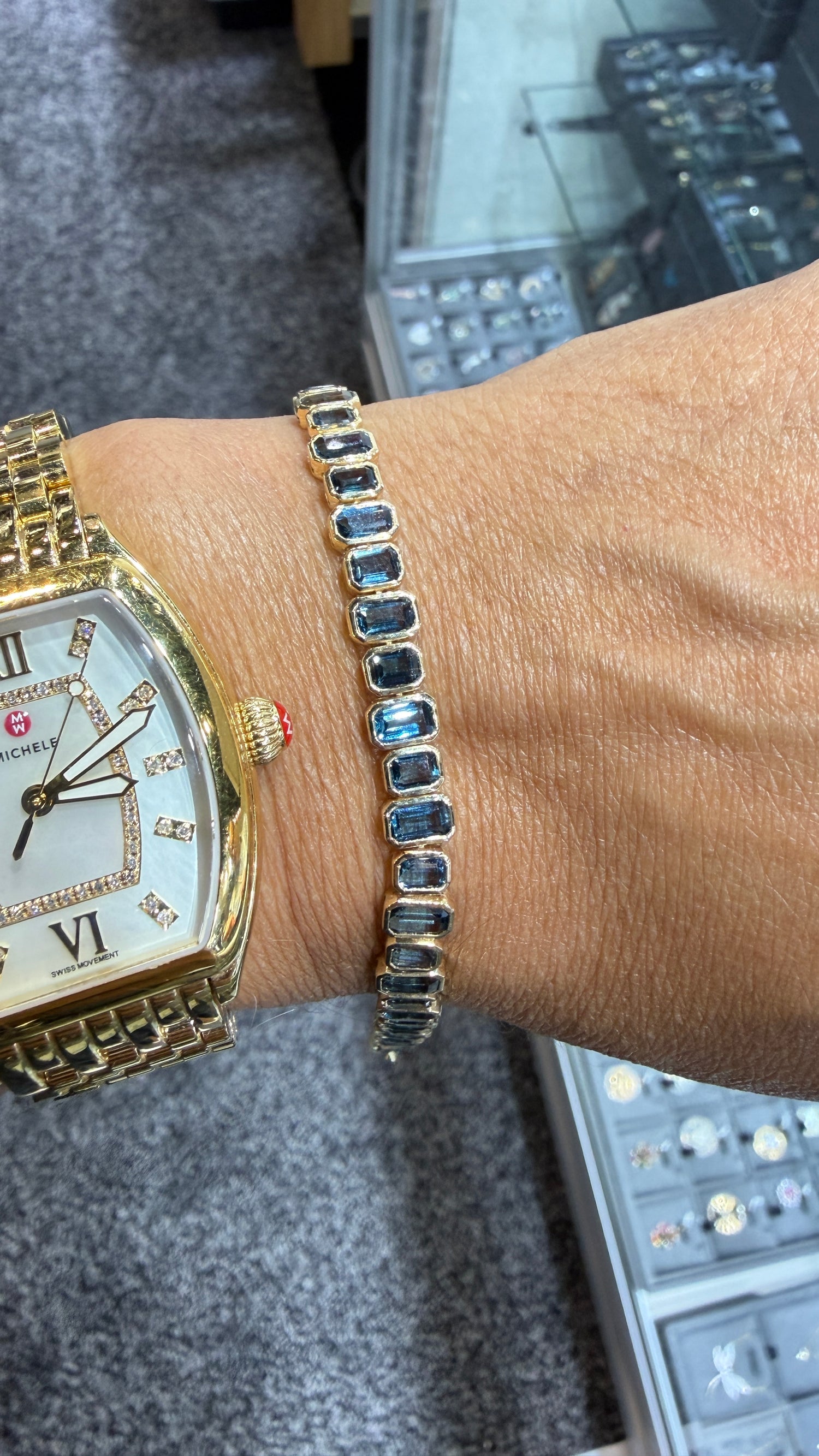 14k Yellow Gold Bracelet With London Blue Topaz