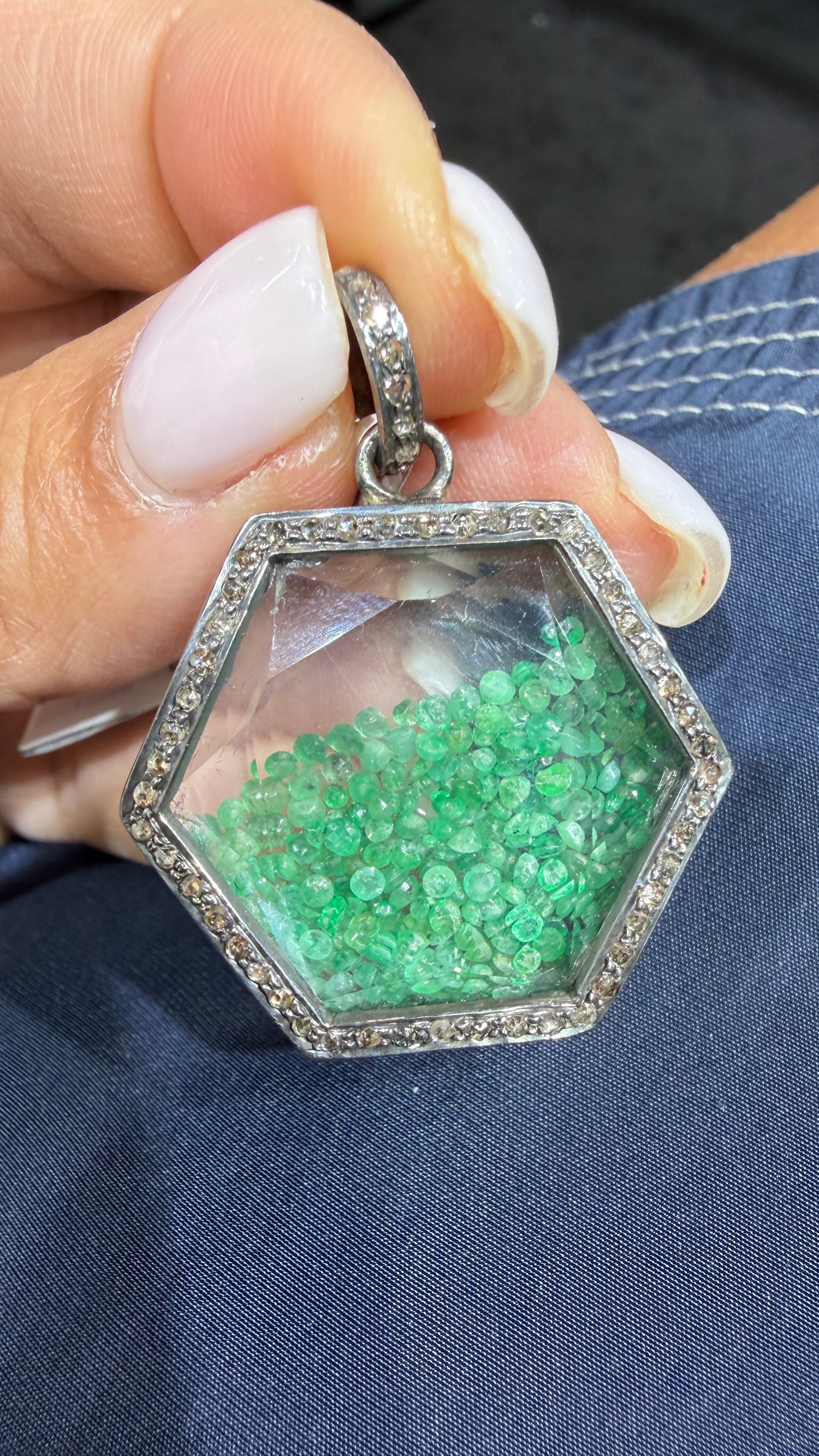 Sterling Silver Pendant With Emerald