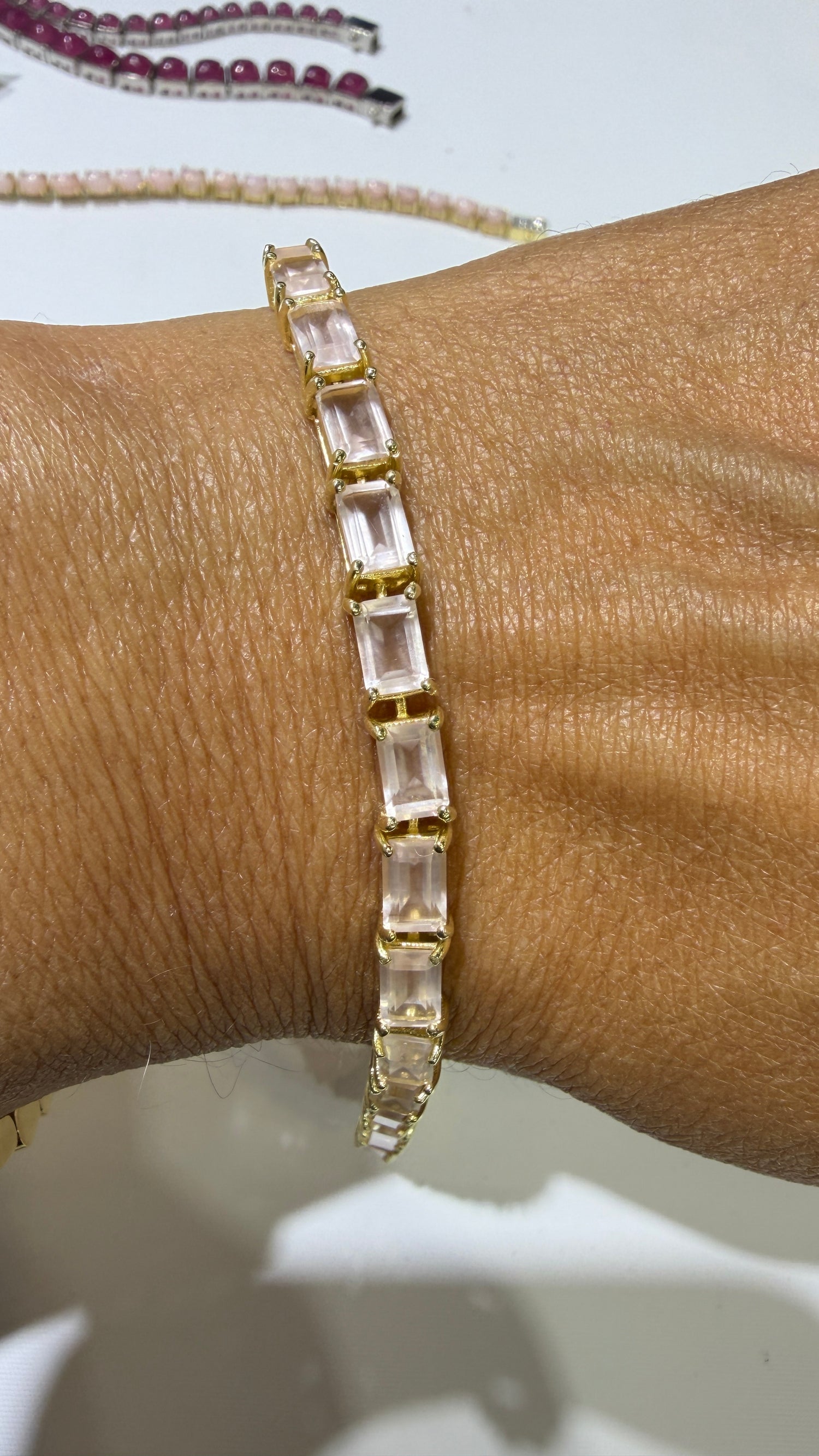 Gold Vermeil Bracelet With Rose Quartz