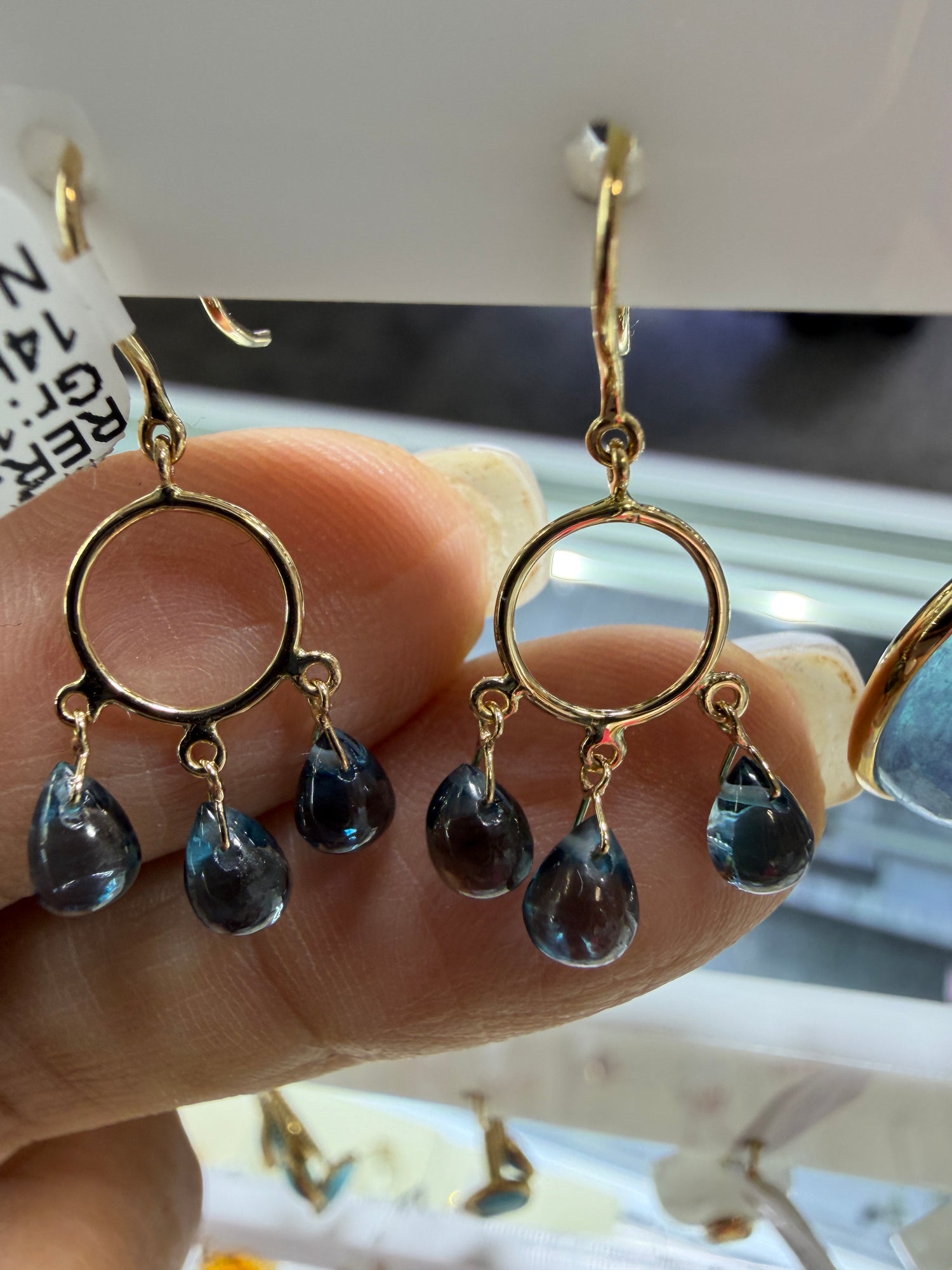 14k Yellow Gold Earrings With London Blue Topaz