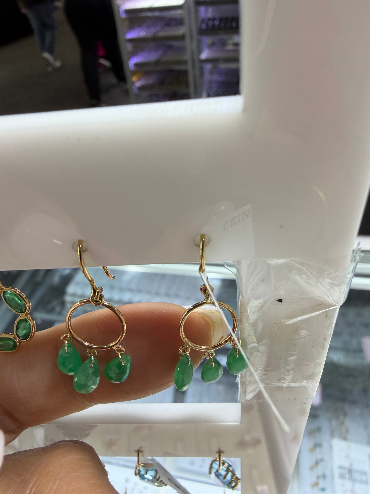 14k Yellow Gold Earrings With Emerald