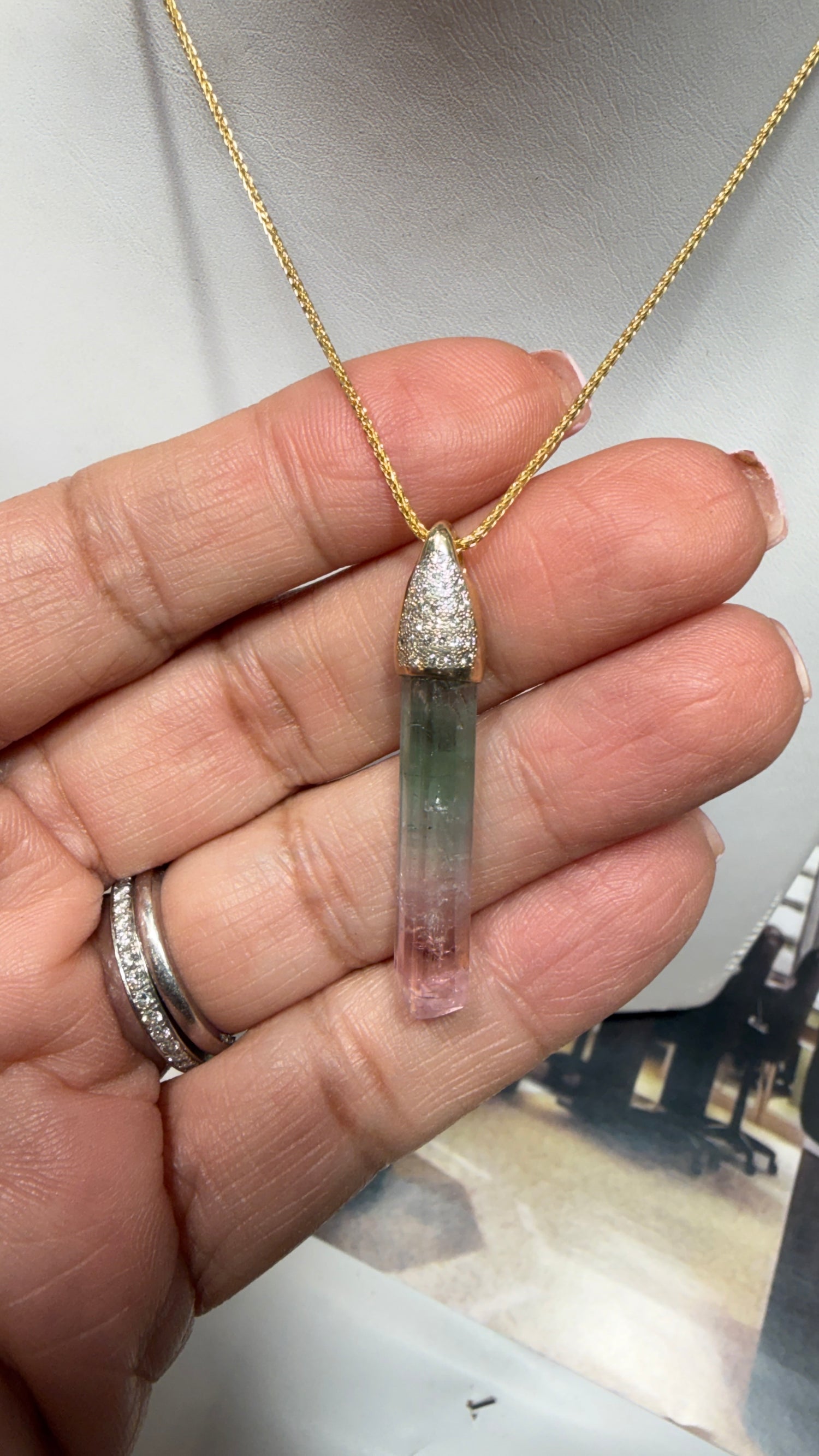 14k Yellow Gold Necklace With Tourmaline