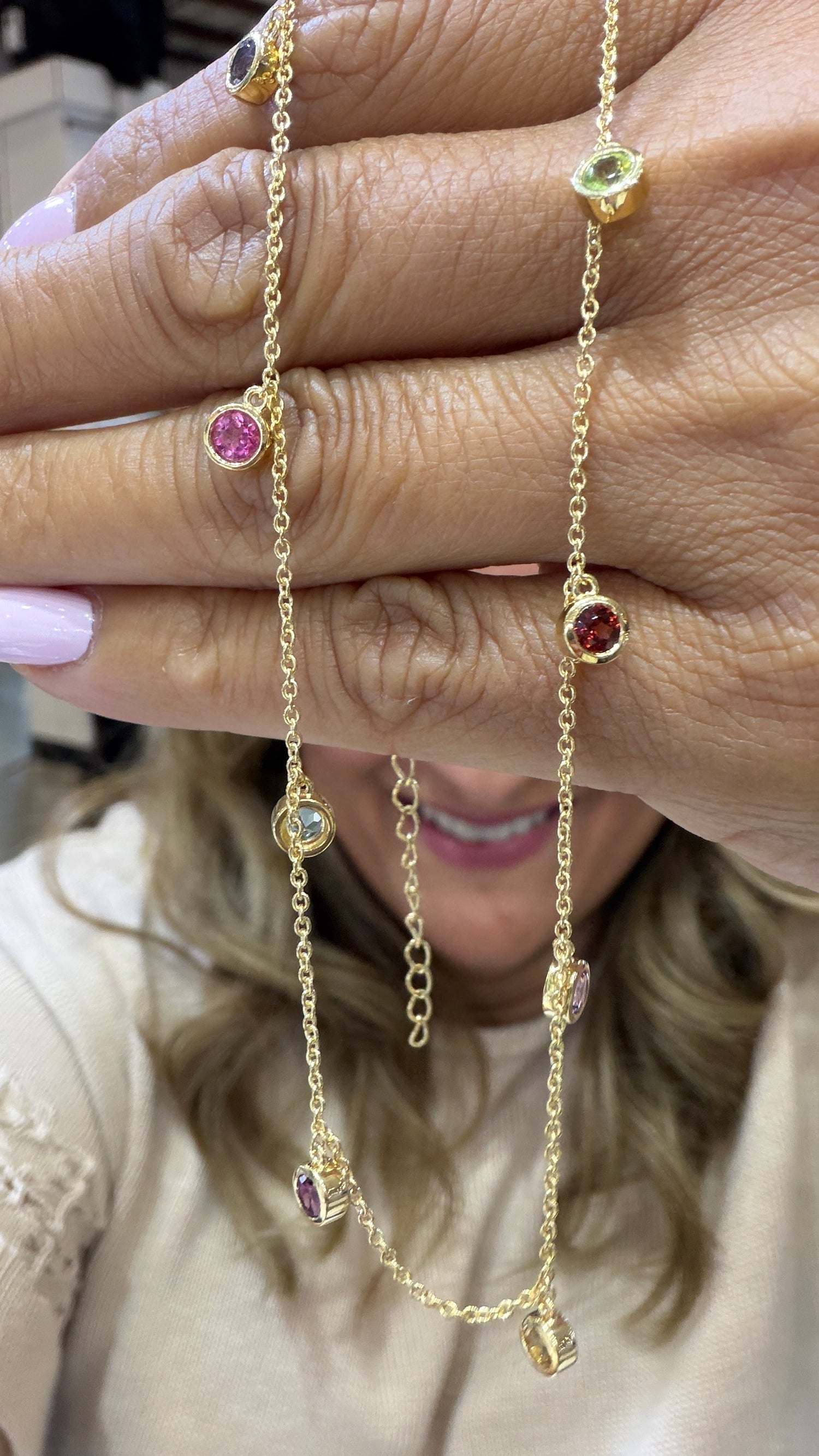 SHOW SPECIAL!!! Gold Vermeil Necklace With Gemstone Mix 16-18 inches