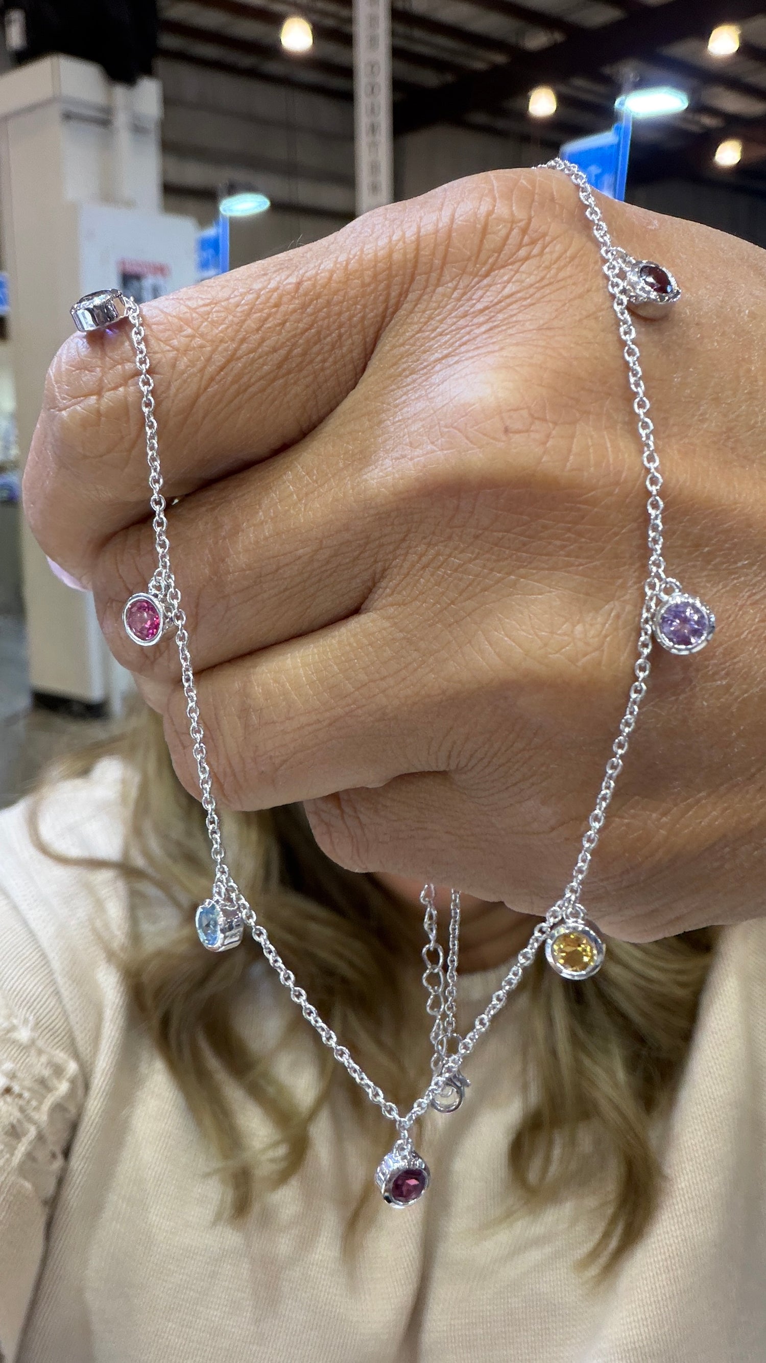SHOW SPECIAL!!! Sterling Silver Necklace With Gemstone Mix 16-18 inches