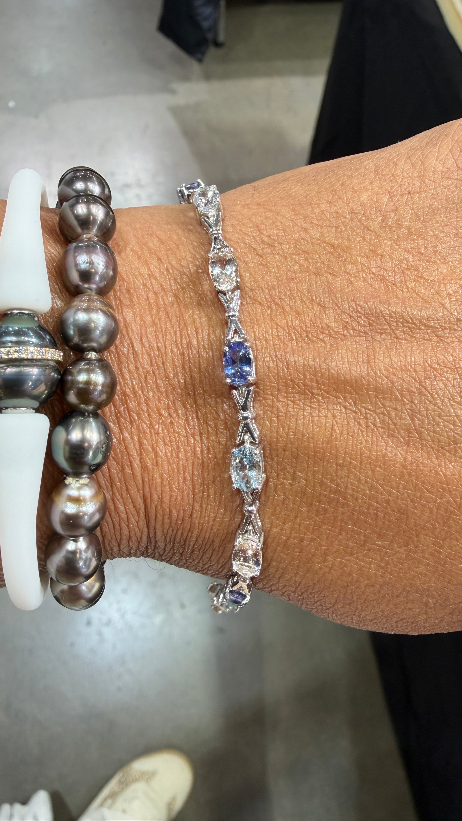 SHOW SPECIAL!!! Sterling Silver Bracelet With Tanzanite Aquamarine Morganite 7 inches