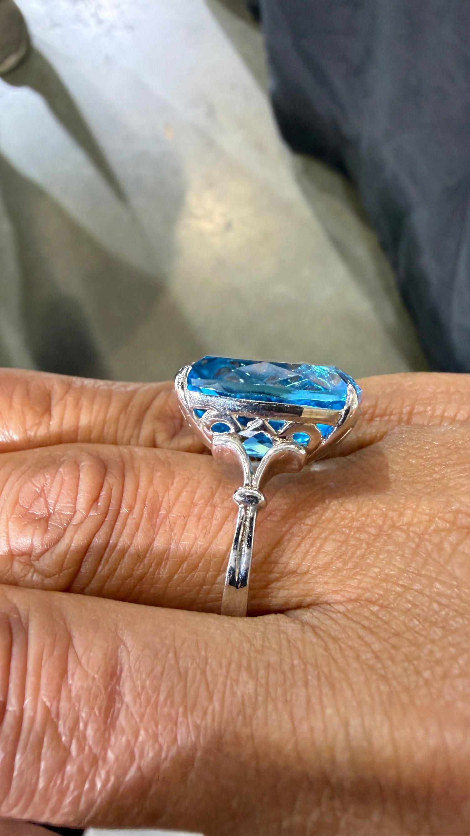 SHOW SPECIAL!!! Sterling Silver Statement Ring With Swiss Blue Topaz Size 5, 6, 7, 8, 9, 10