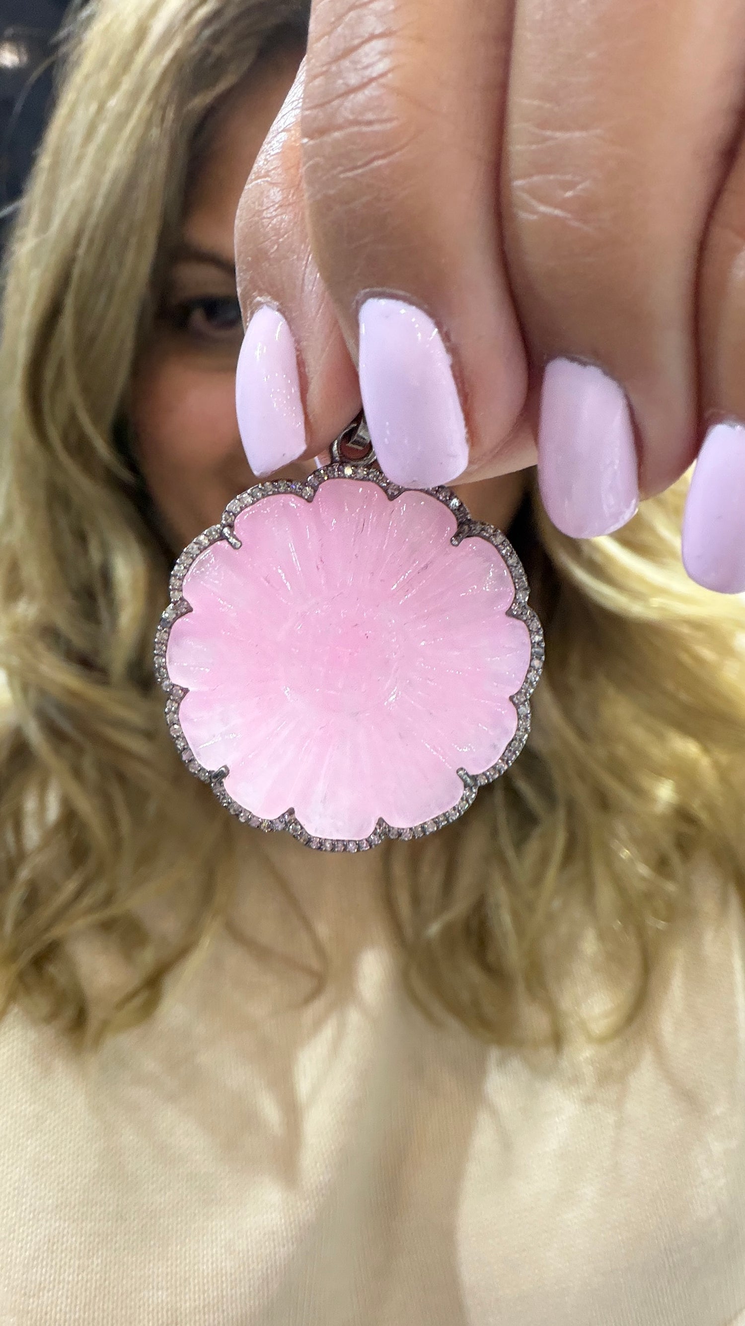 Sterling Silver Pendant With Pink Jade