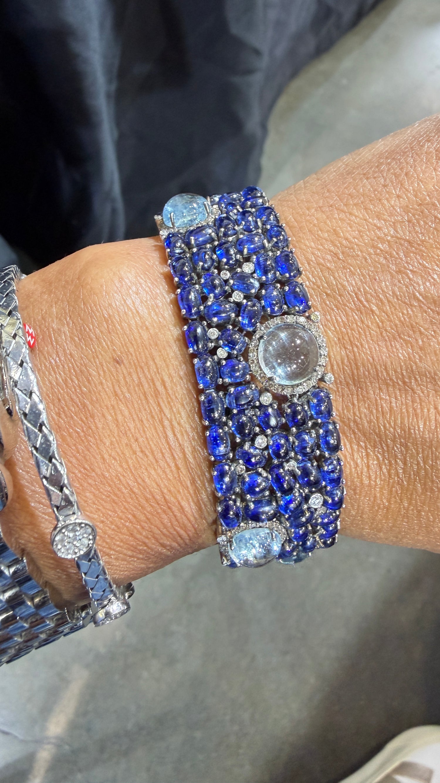Sterling Silver Bracelet With Kyanite And Aquamarine