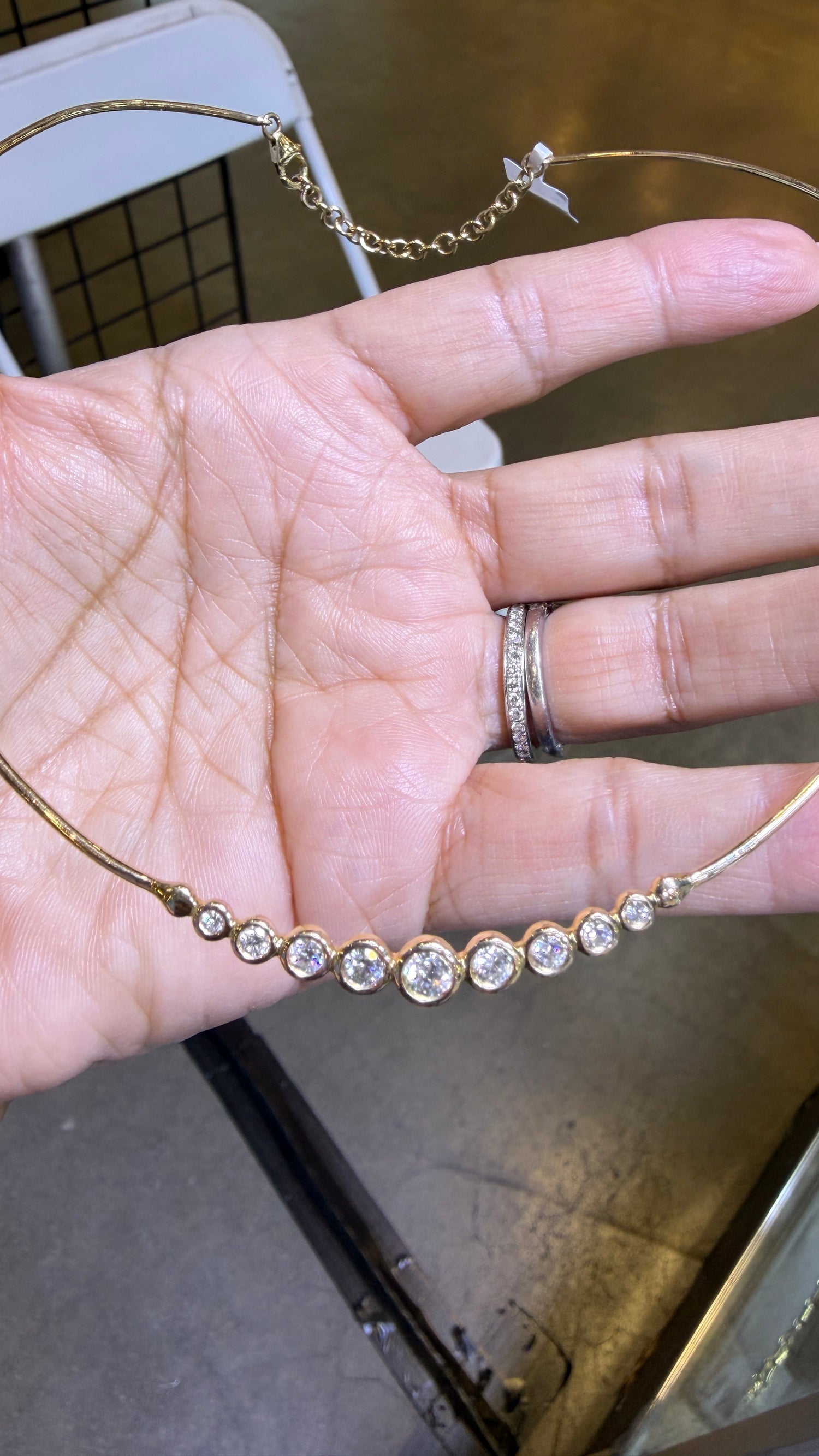 14k Yellow Gold Necklace With Diamond 27 inches