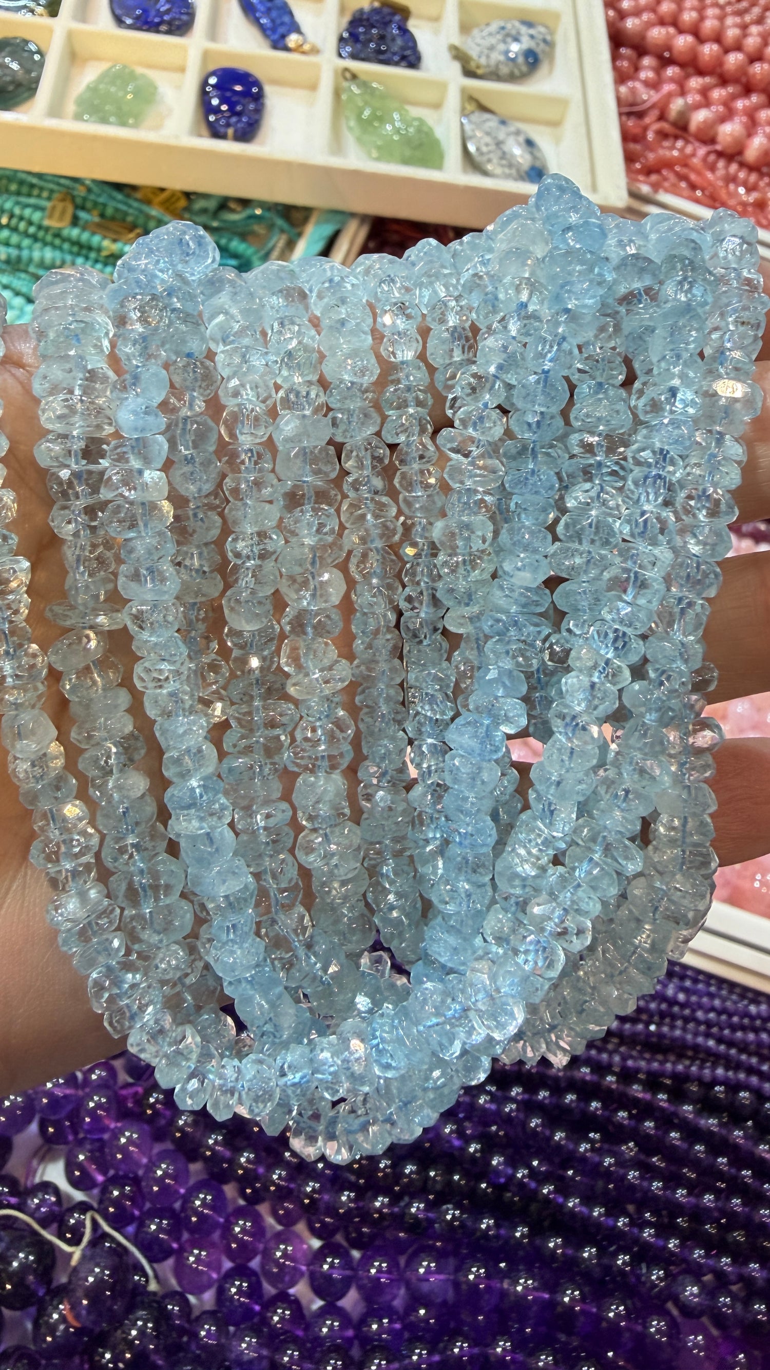 Aquamarine Custom Designed Beaded Necklace