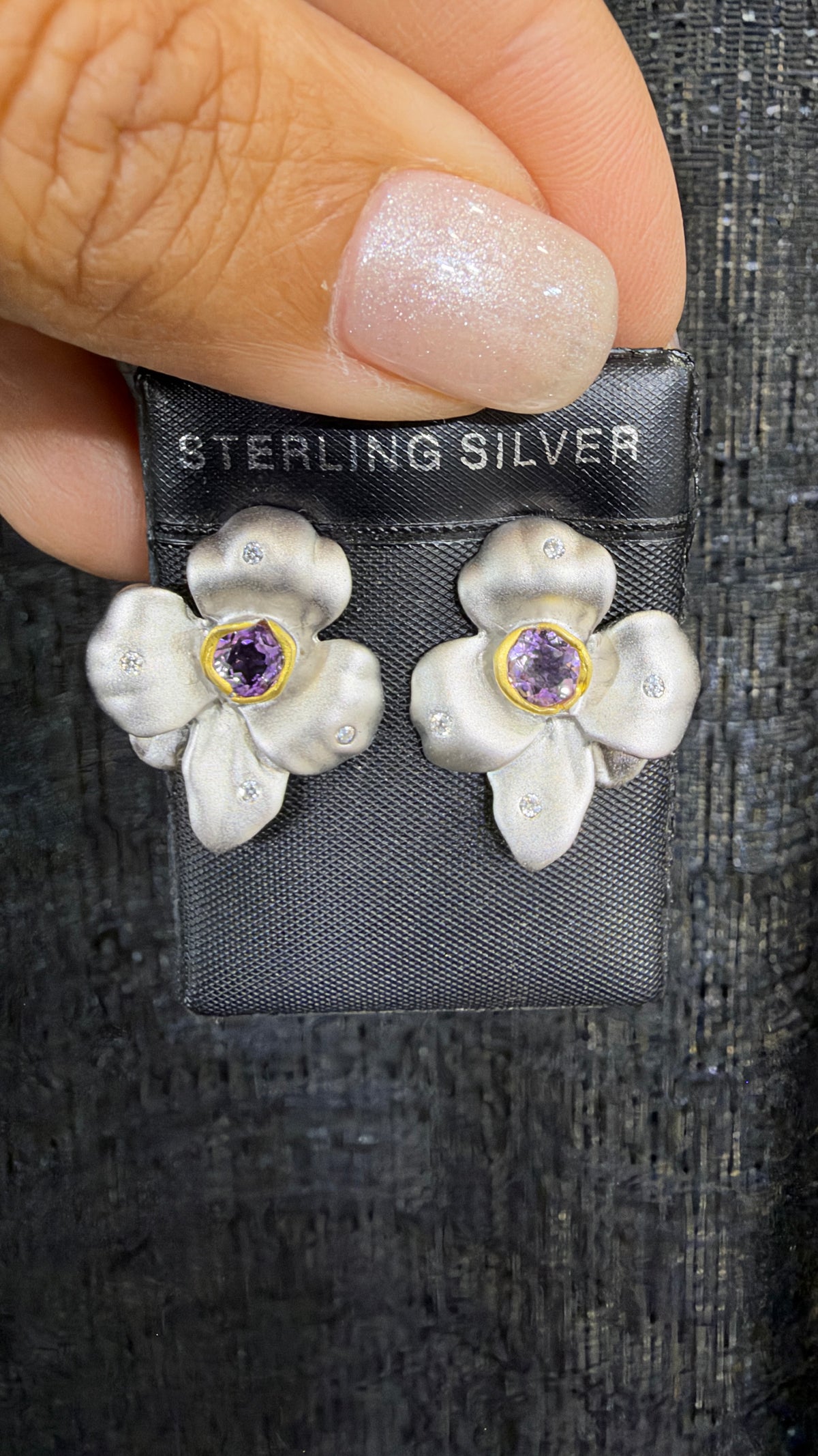 Sterling Silver Earrings With Amethyst