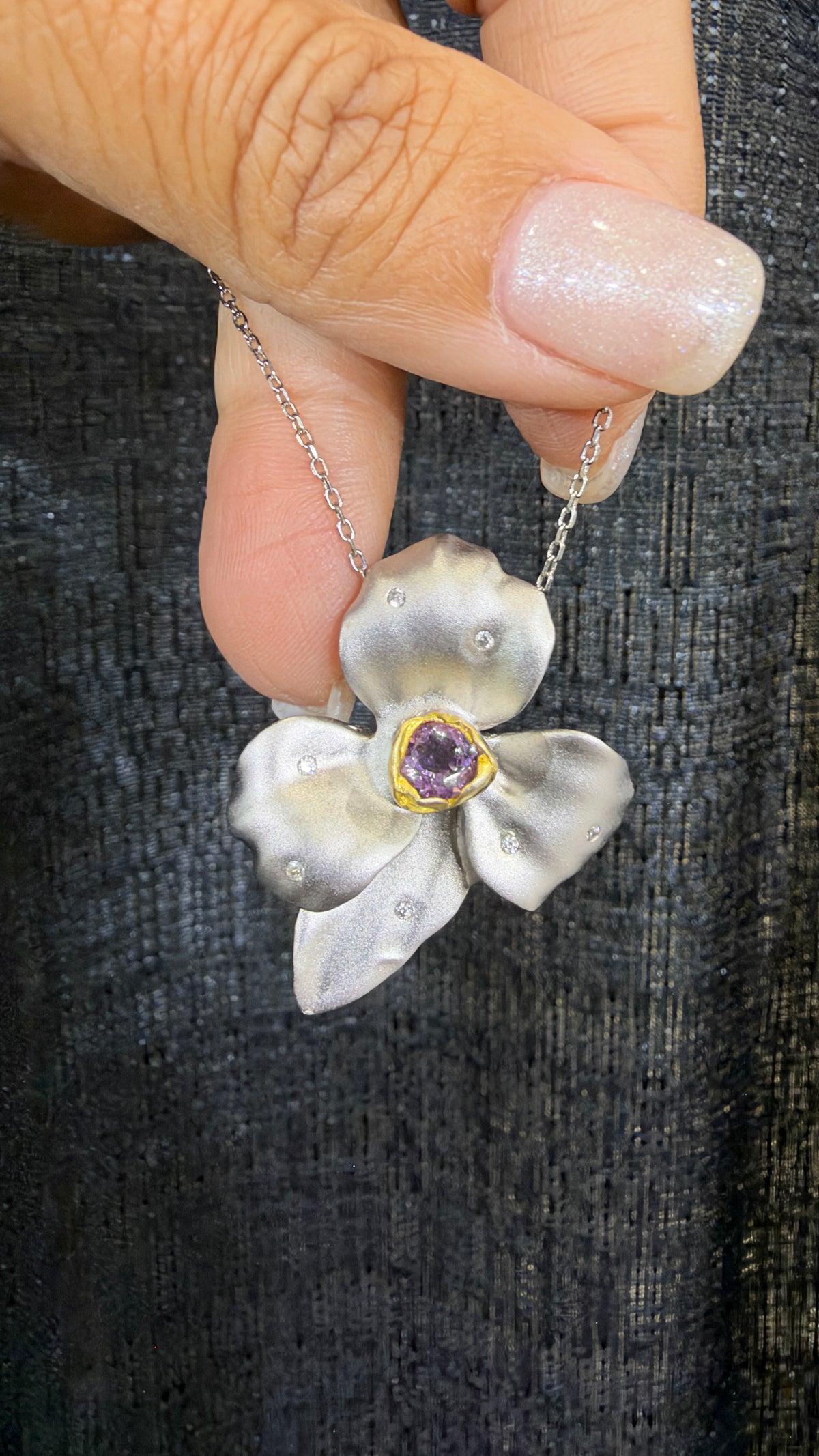 Sterling Silver Necklace With Amethyst