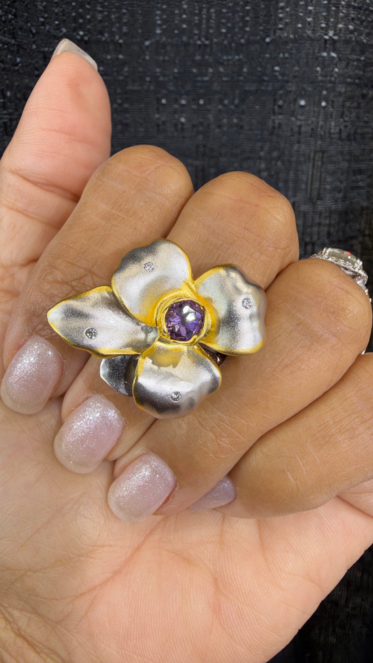 Sterling Silver Ring With Amethyst Size 7
