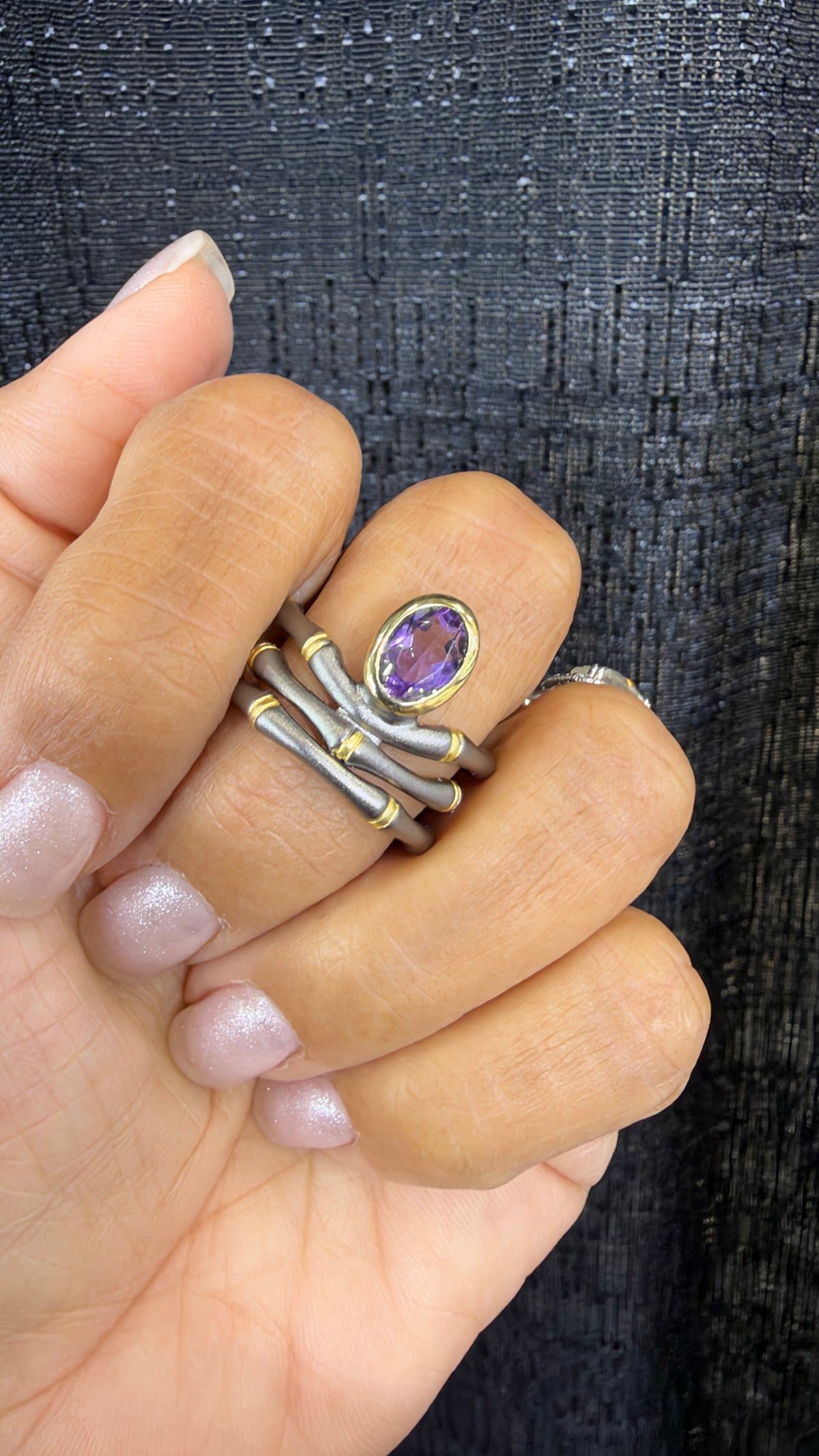 Sterling Silver Ring With Amethyst Size 7.5