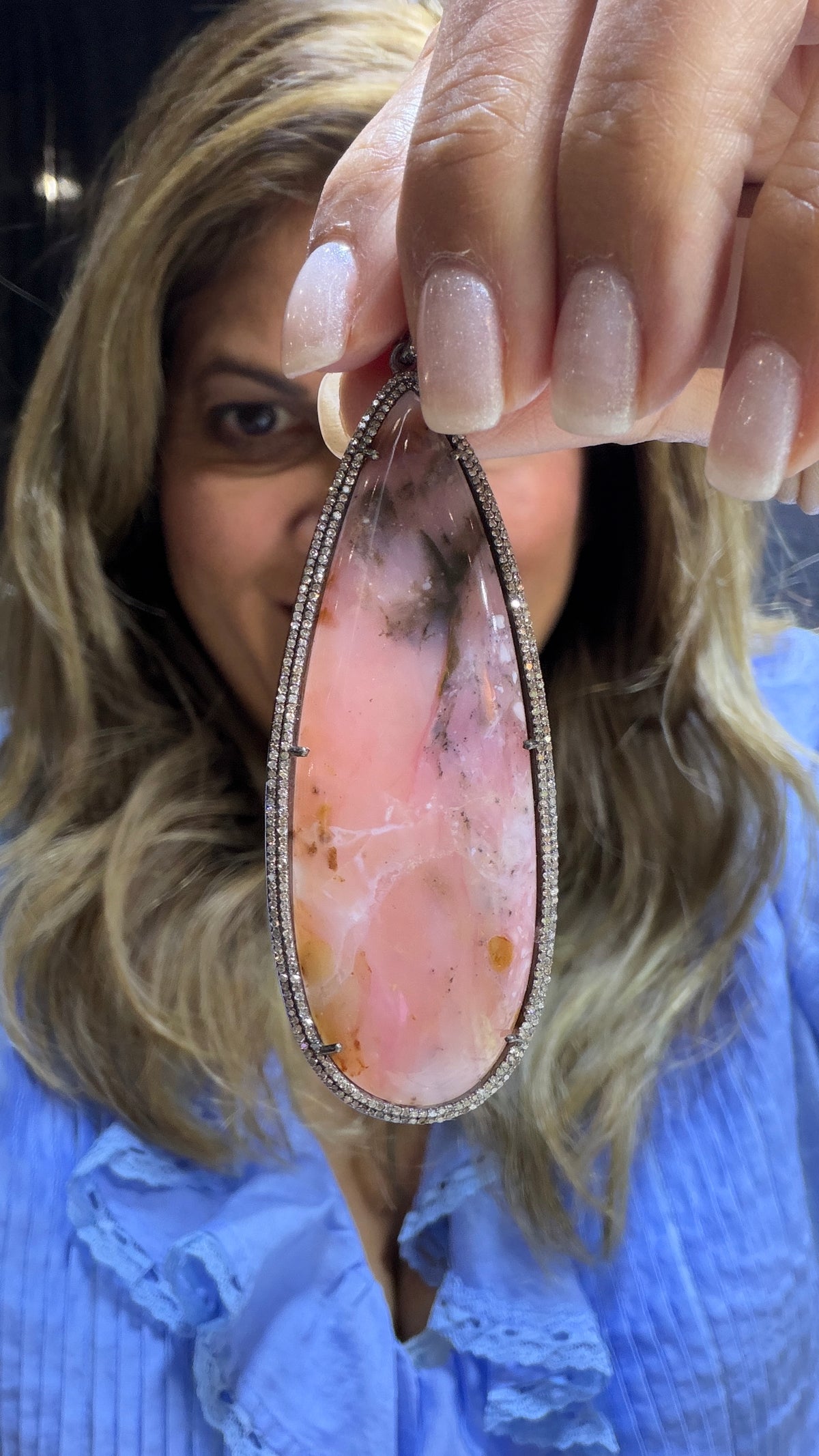 Sterling Silver Pendant With Pink Opal