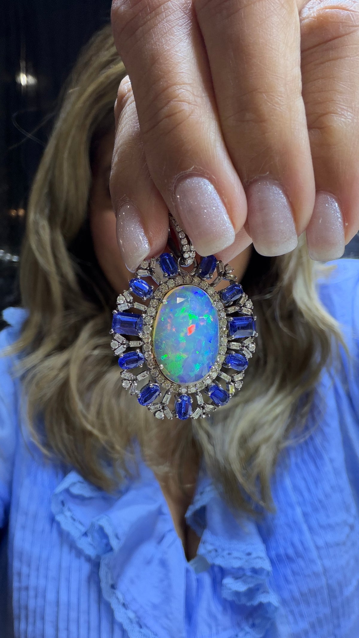 Sterling Silver Pendant With Ethiopian Opal And Kyanite