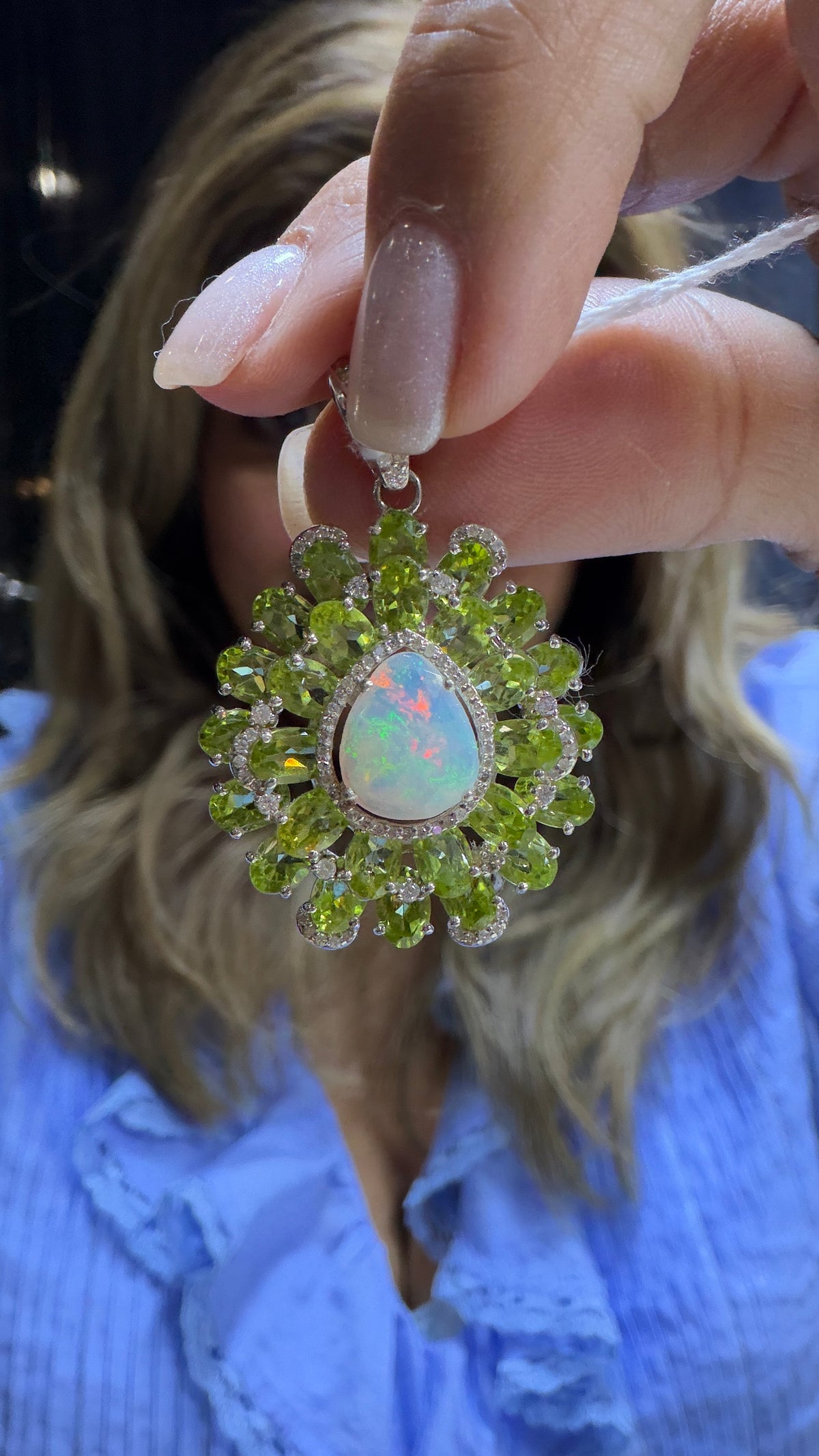 Sterling Silver Pendant With Ethiopian Opal And Peridot