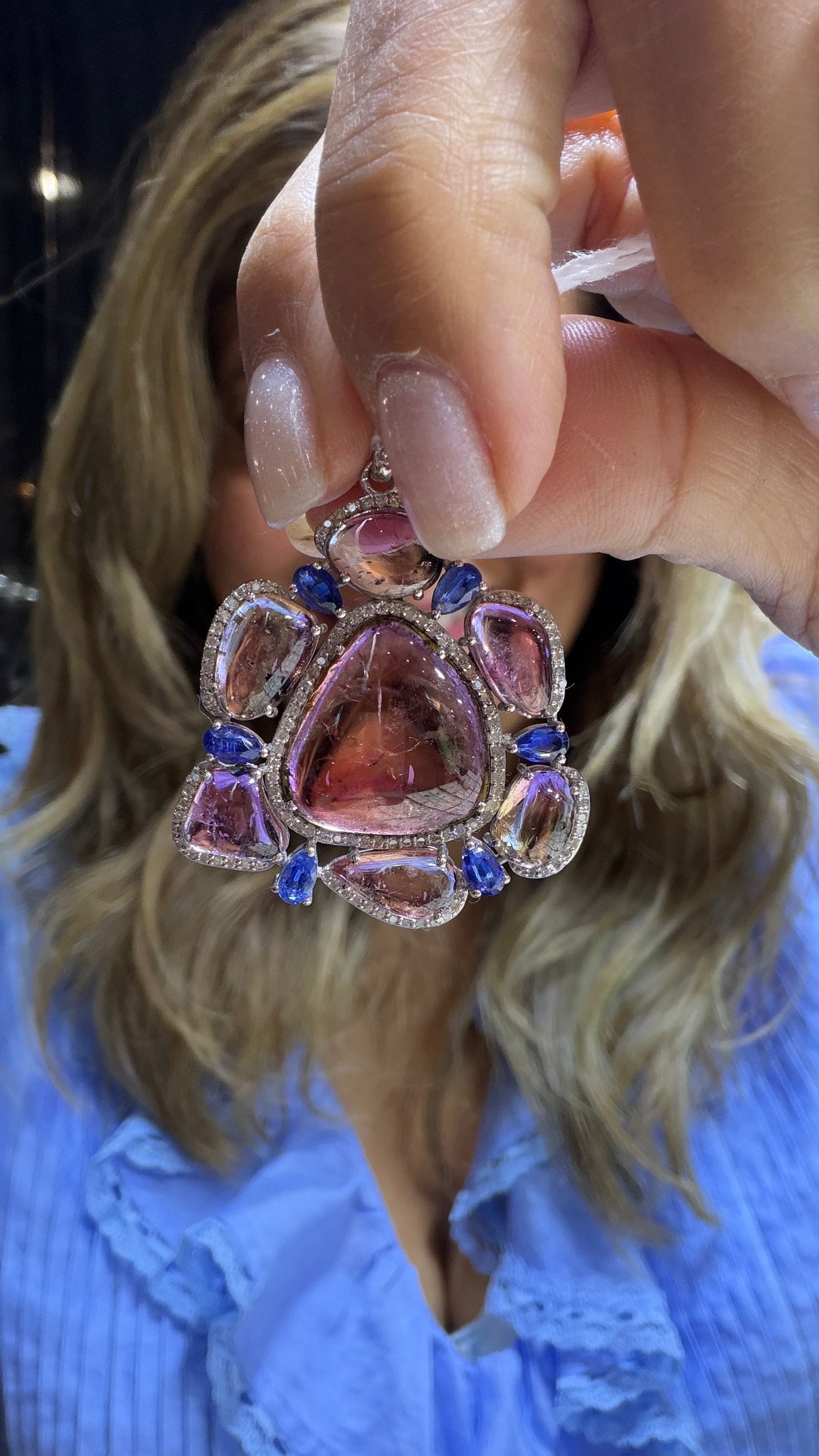 Sterling Silver Pendant With Tourmaline And Tanzanite