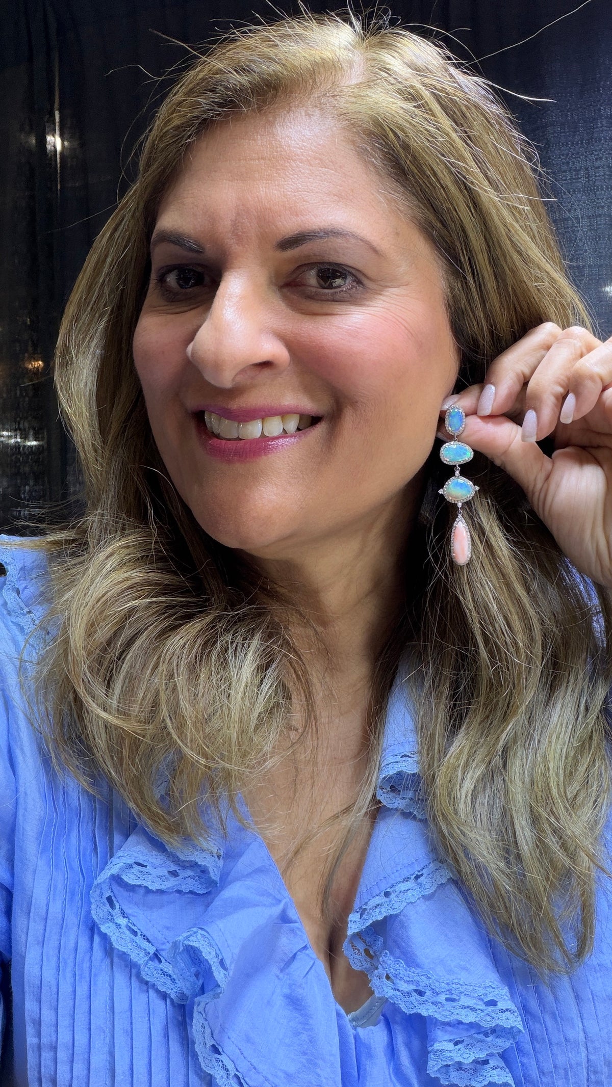 Sterling Silver Earrings With Ethiopian Opal And Coral