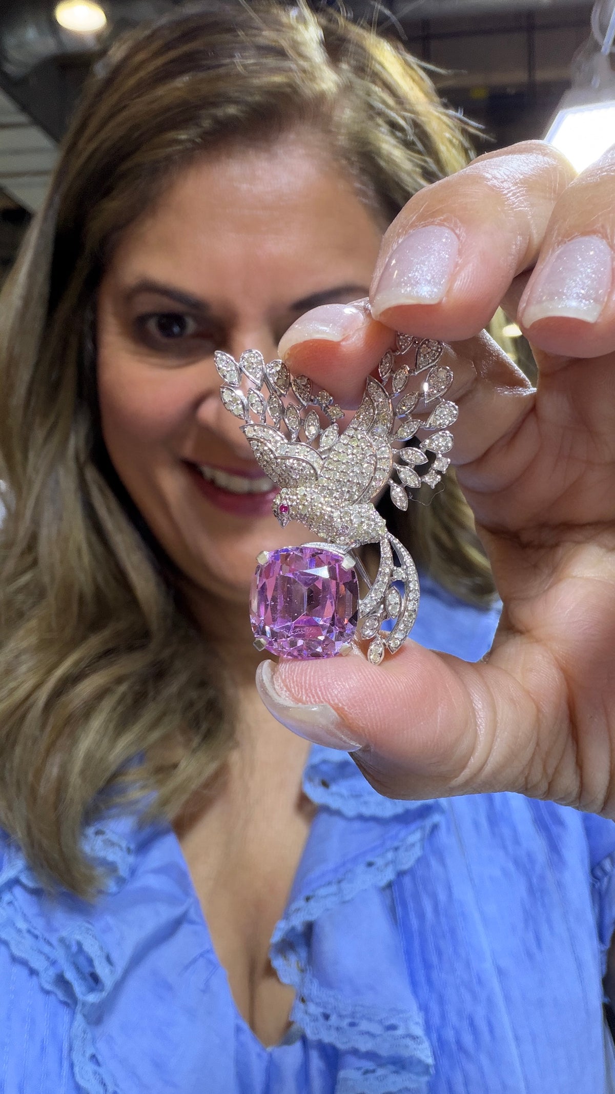 Sterling Silver Brooch With Kunzite