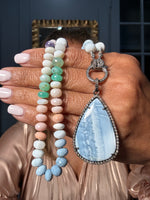 20.5" Pastel Pink Opal Necklace with Diamond Clasp & Owyhee Opal Pendant | Ulka Rocks