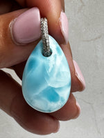 Rock Royalty: Larimar Pendant with 14K Gold Diamond Bail | Ulka Rocks