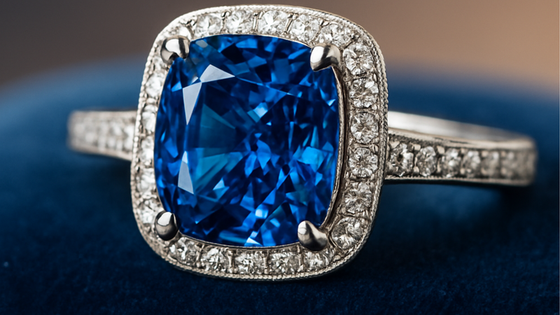 Blue sapphire engagement ring
