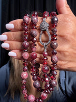 36" Red Garnet Mix Necklace | Ulka Rocks