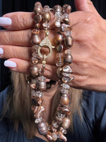 36" Imperial Topaz Brown Pearl Necklace | Ulka Rocks