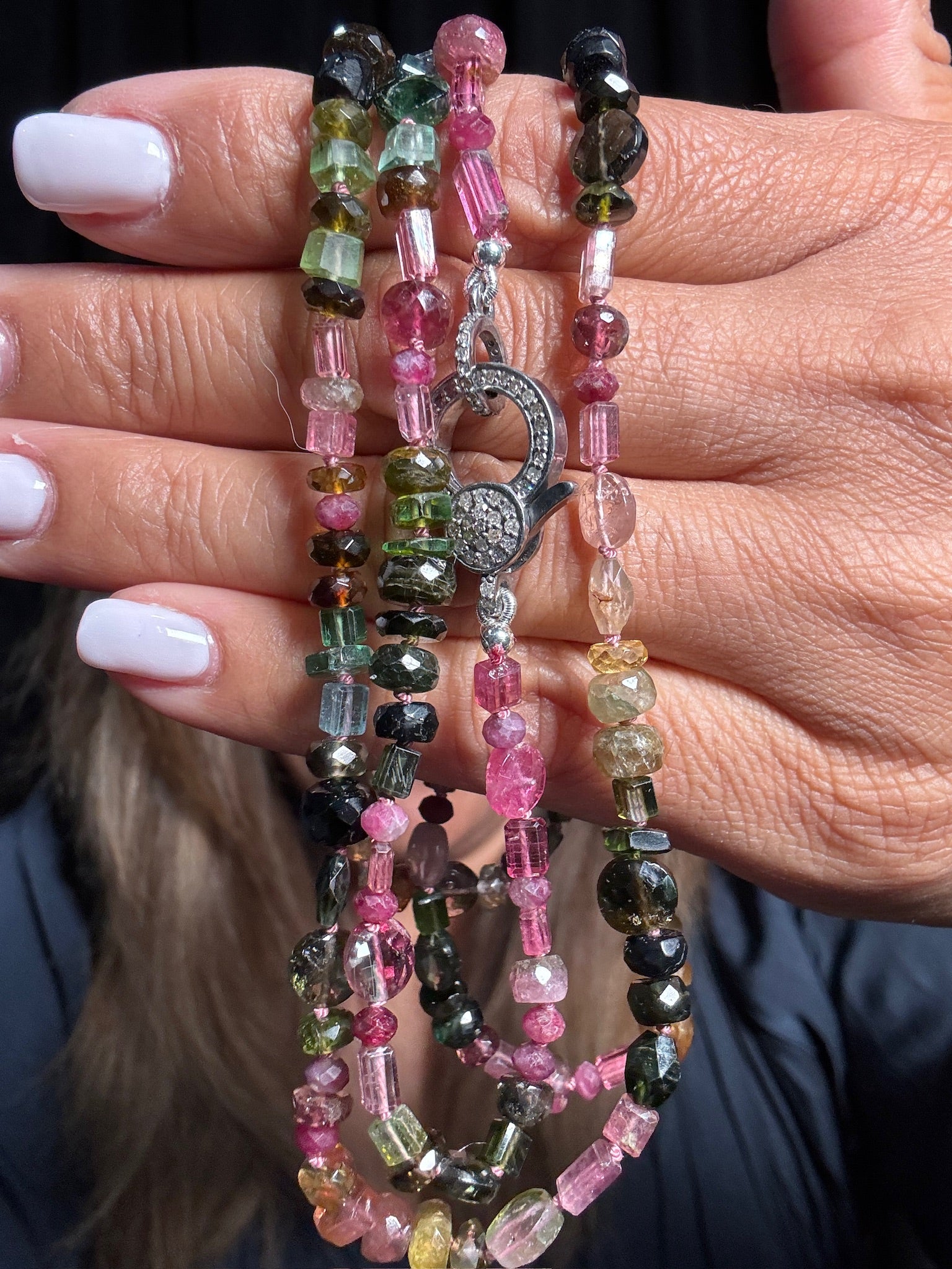 36" Multicolor Clear Tourmaline Necklace | Ulka Rocks
