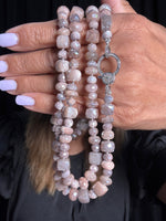 36" Peach & Gray Orange Moonstone Necklace | Ulka Rocks