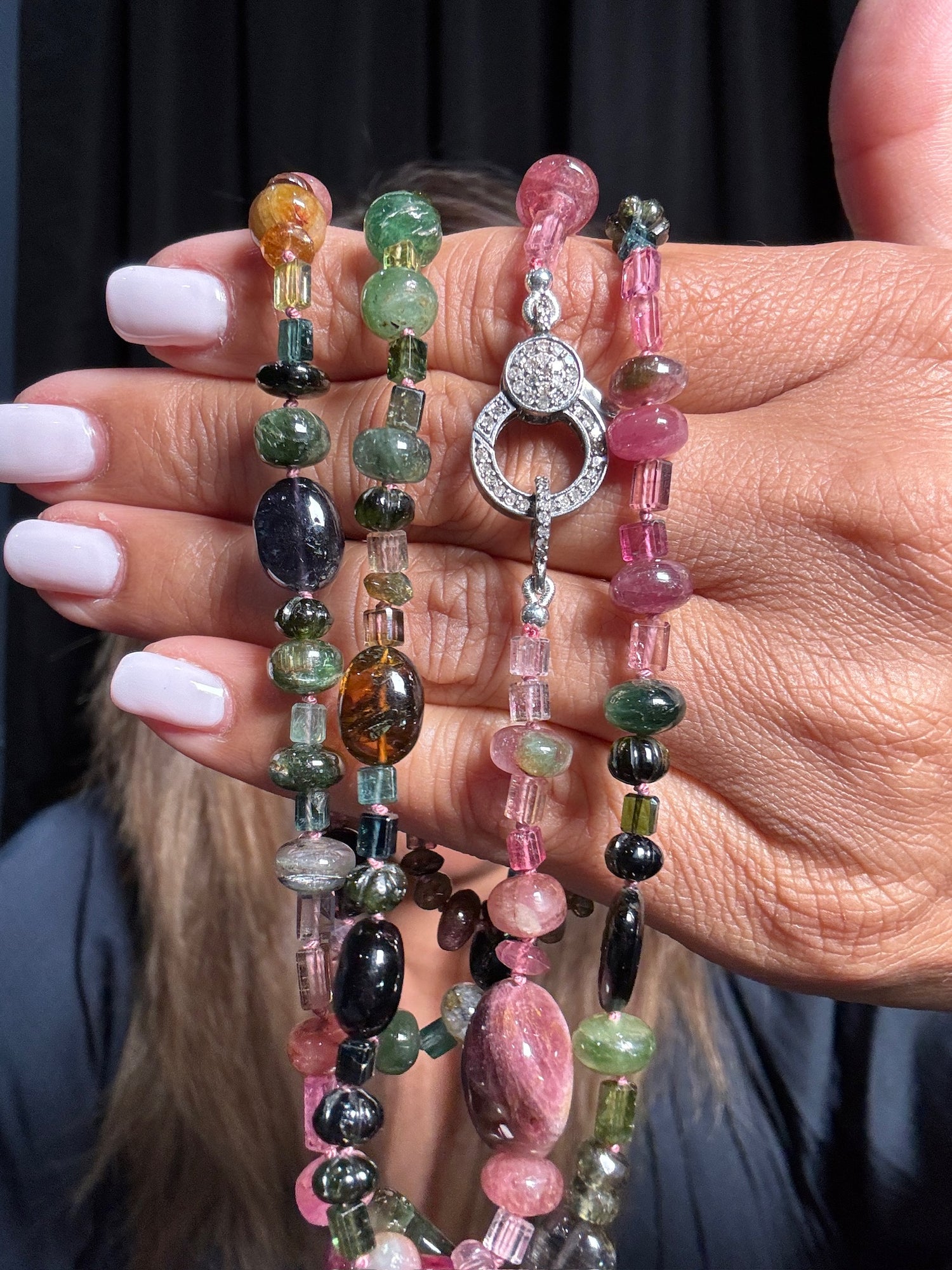 36" Multicolor Rainbow Tourmaline Necklace | Ulka Rocks