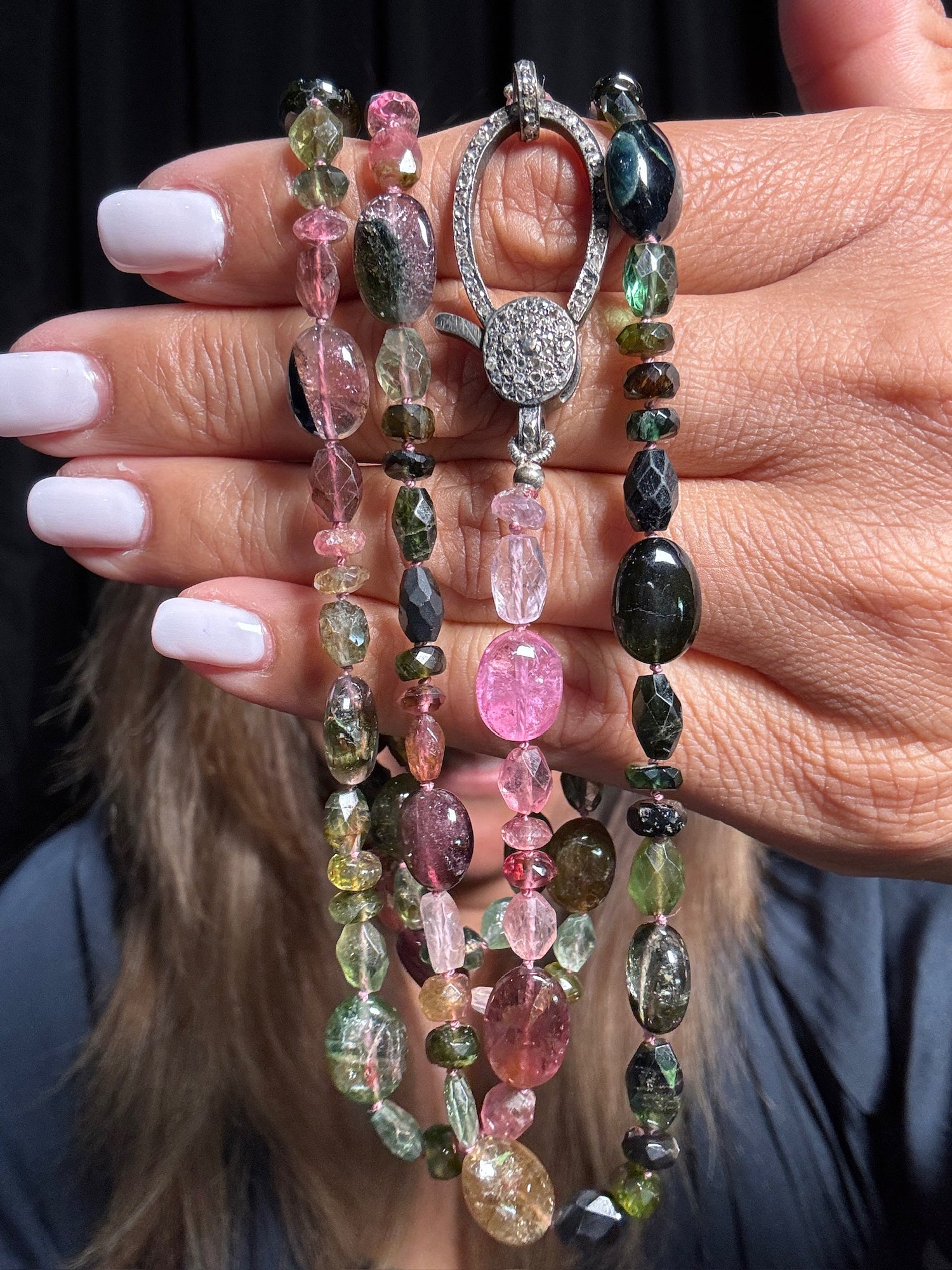 36" Multicolor Orange Tourmaline Necklace | Ulka Rocks