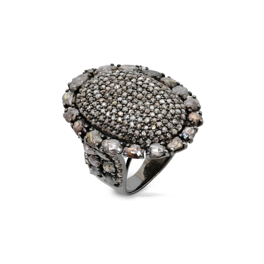 Champagne Rose Cut Colored Diamond Statement Ring - Size 7-7.5 | Ulka Rocks