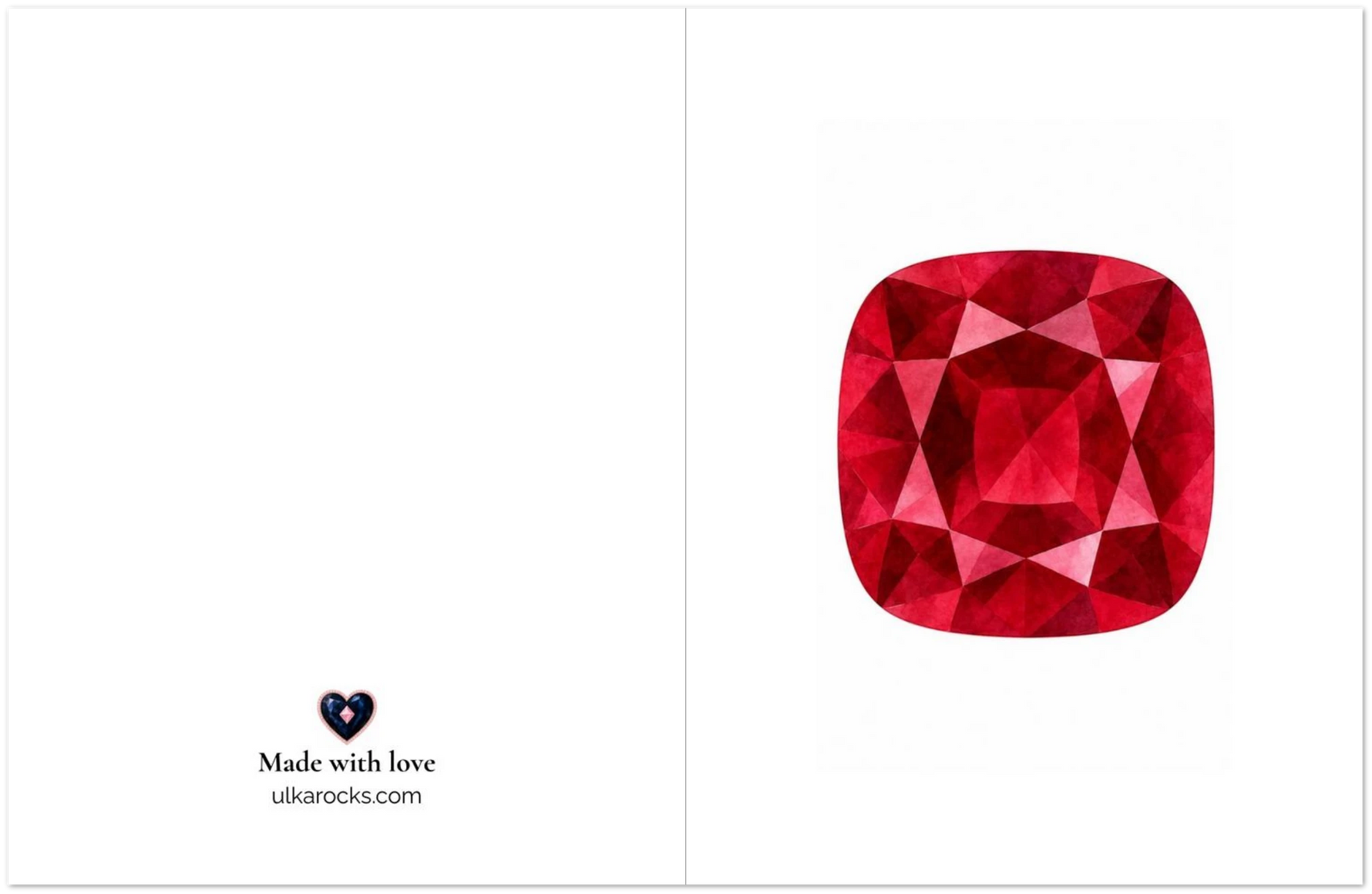 Ruby Birthstone Greeting Cards, Pack of 10 | Ulka Rocks