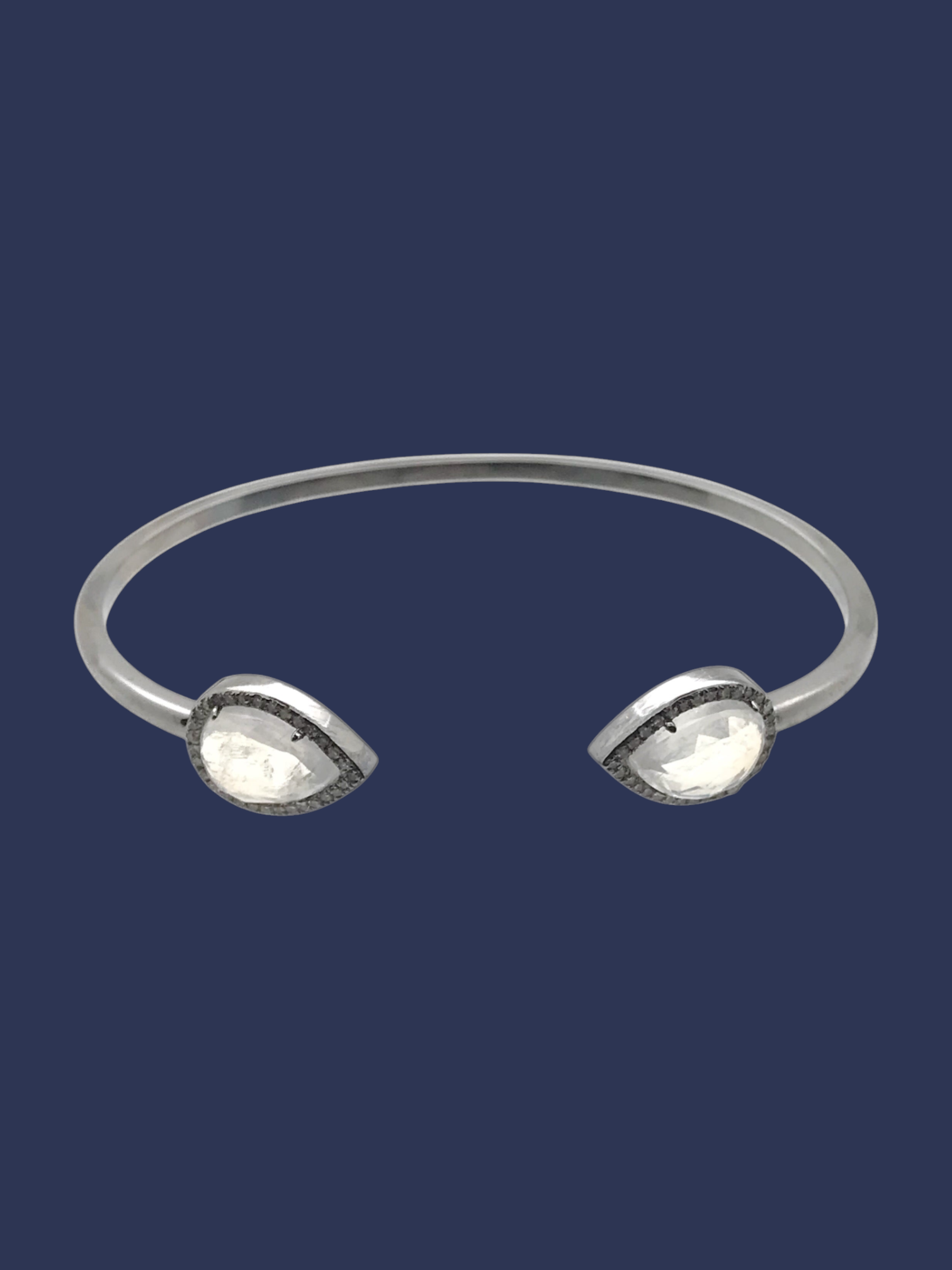 Diamond Gray Moonstone Bracelet in Sterling Silver | Ulka Rocks