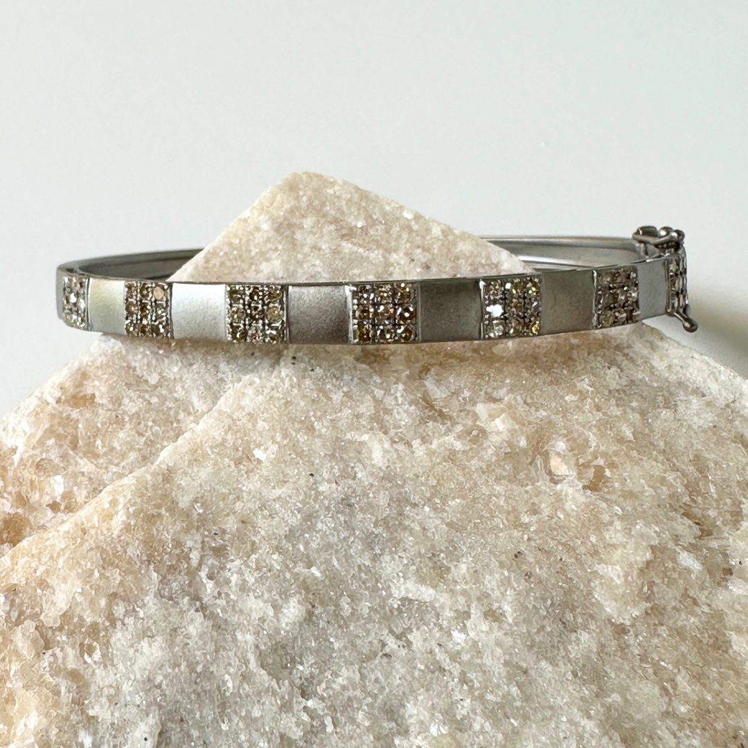 Koss Sterling Silver Square Diamond Accent Hinge Bracelet | Ulka Rocks
