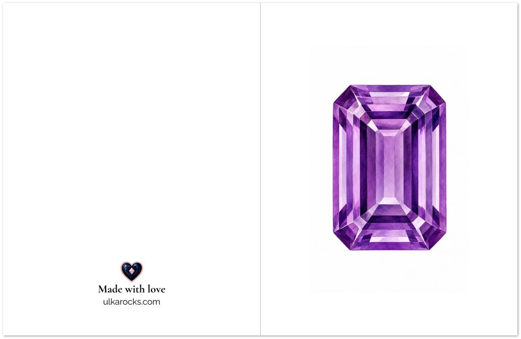 Amethyst Birthstone Greeting Cards, Pack of 10 | Ulka Rocks