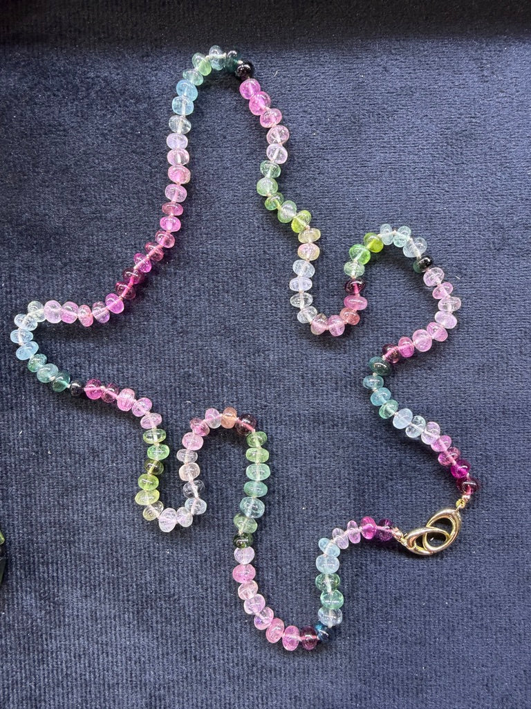 14k Yellow Gold Necklace With Tourmaline 26 inches