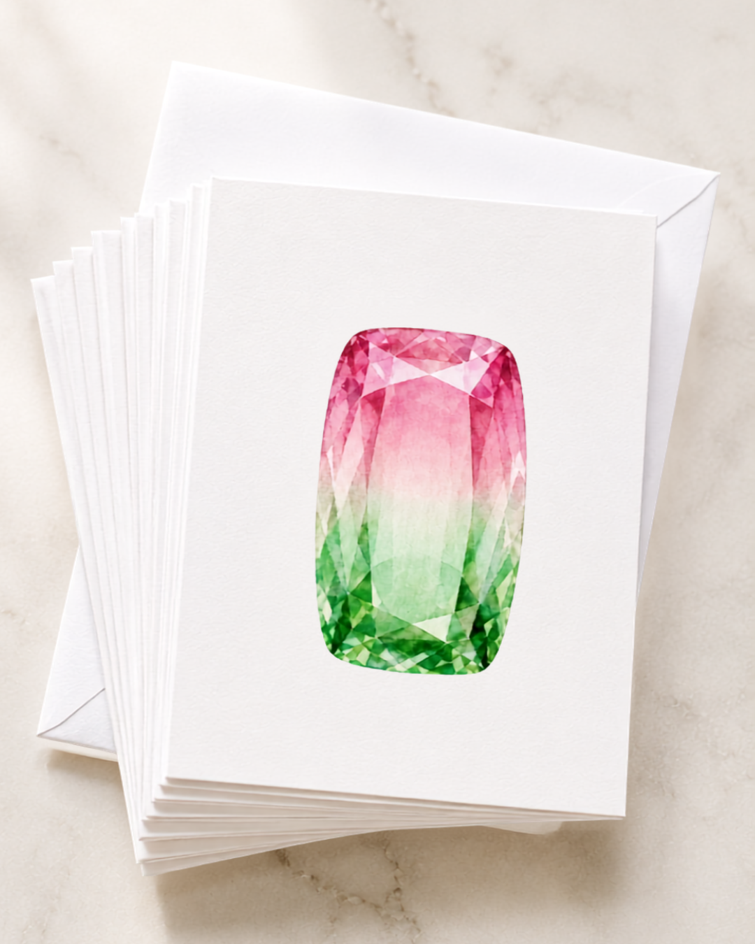 Tourmaline Birthstone Greeting Cards, Pack of 10 | Ulka Rocks