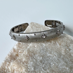 Savoy Sterling Silver Starburst Diamond Cuff | Ulka Rocks