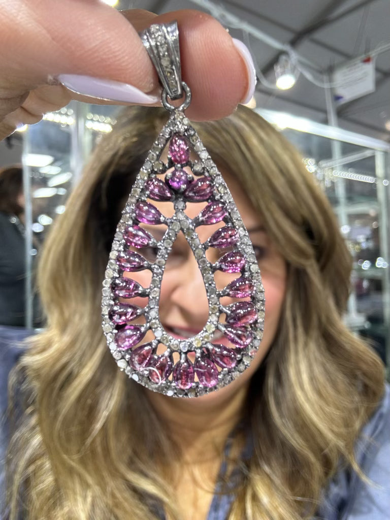 Raina - Garnet Oval and Pink Sapphire Combo | Ulka Rocks