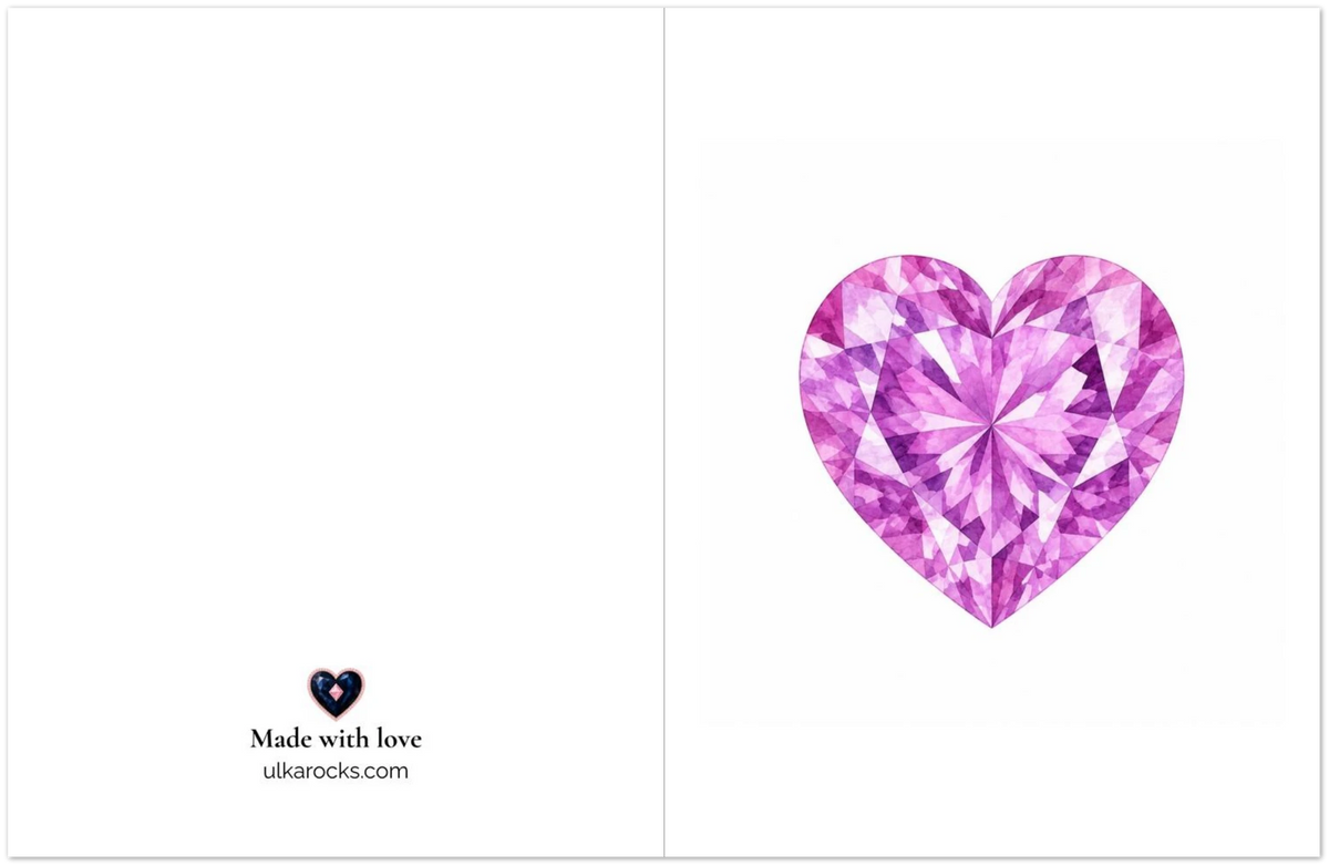 Kunzite Heart Greeting Cards, Pack of 10 | Ulka Rocks