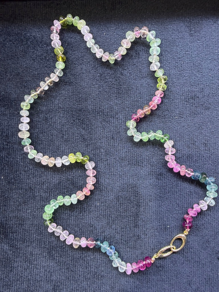 14k Yellow Gold Necklace With Tourmaline 26 inches - Ulka Rocks Exclusive