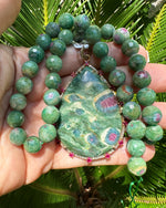 Pink Ruby Zoisite Necklace and Pendant Set | Ulka Rocks