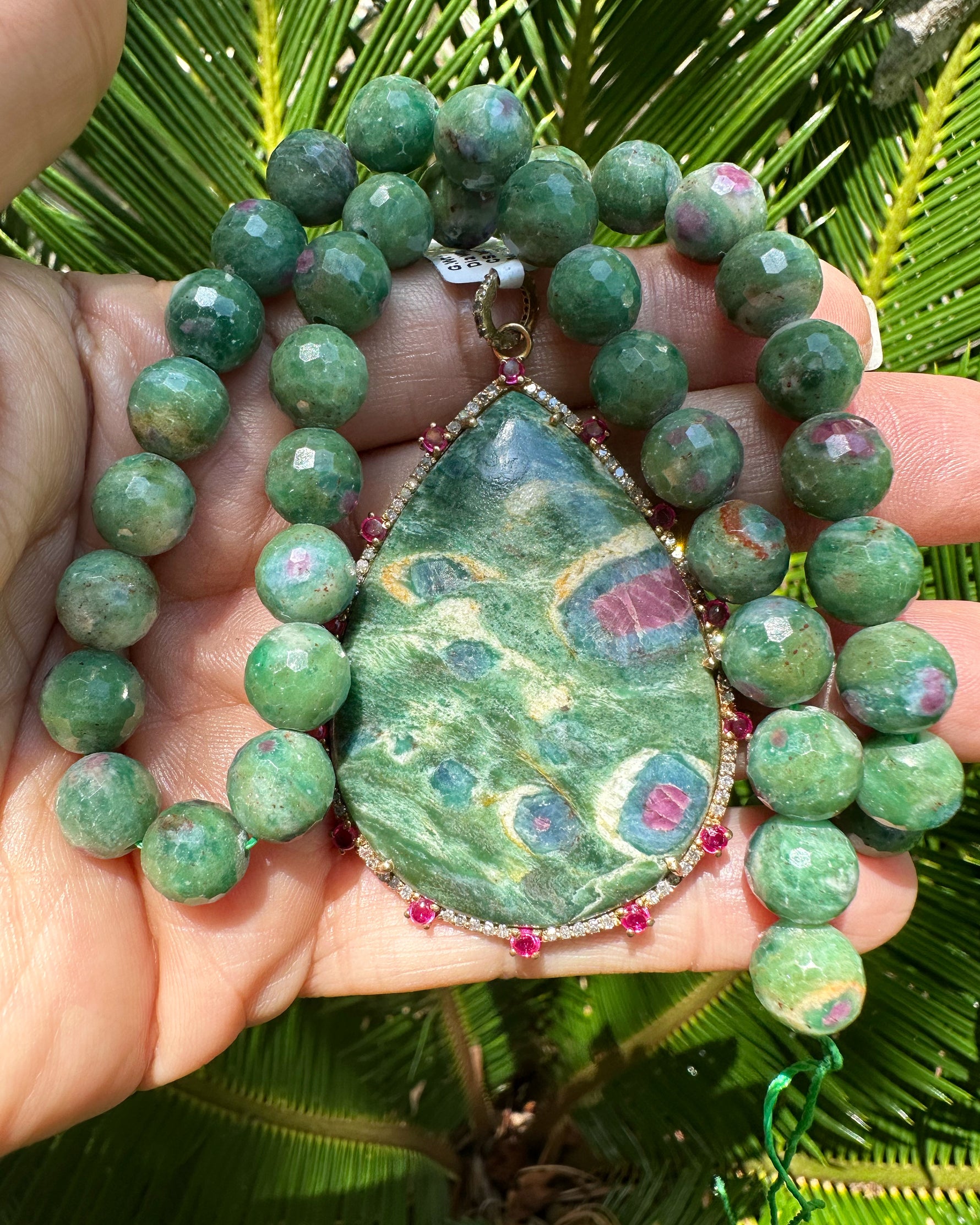 Pink Ruby Zoisite Necklace and Pendant Set | Ulka Rocks